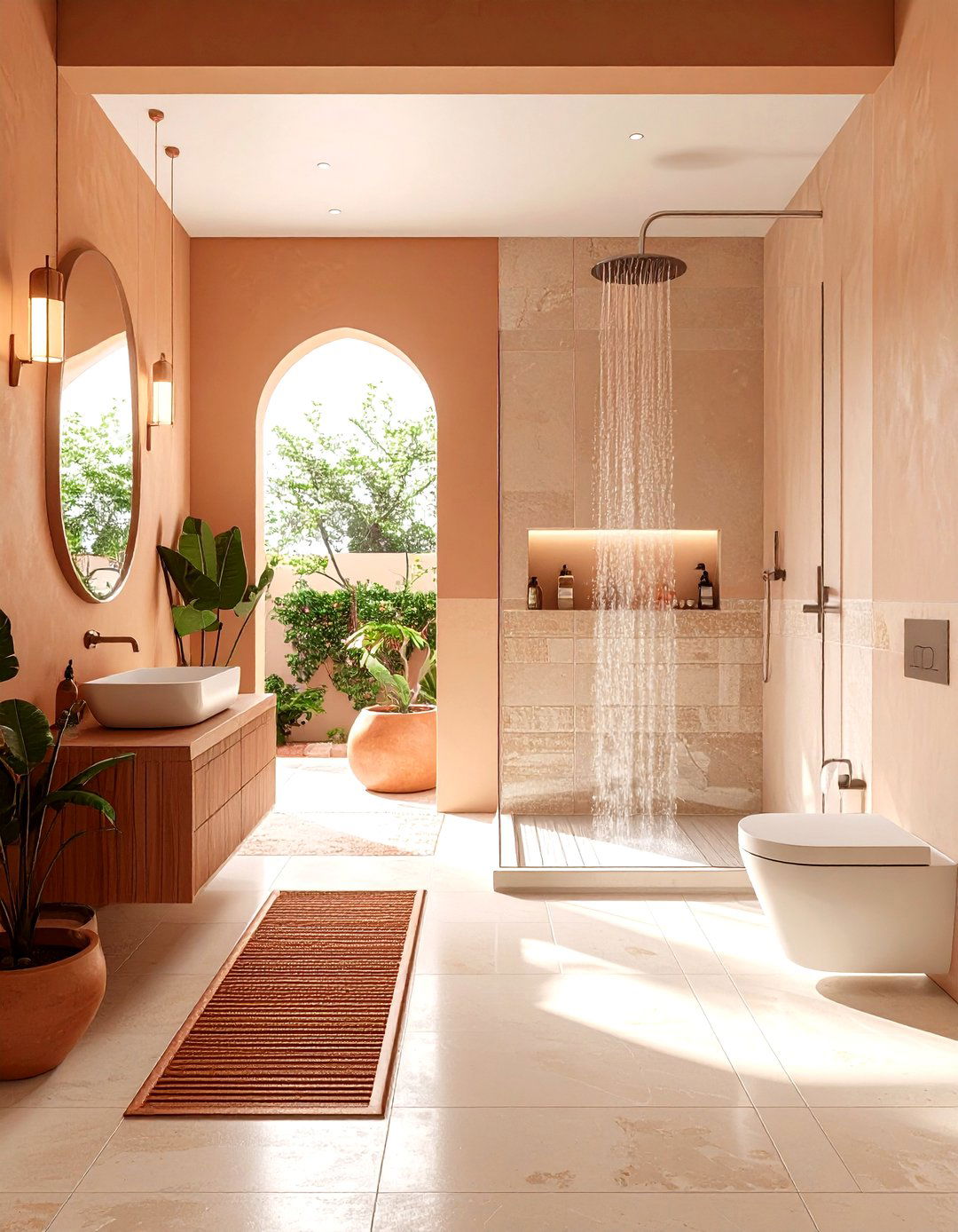 Seamless Tadelakt Wet Room - 25 outdoor bathroom ideas