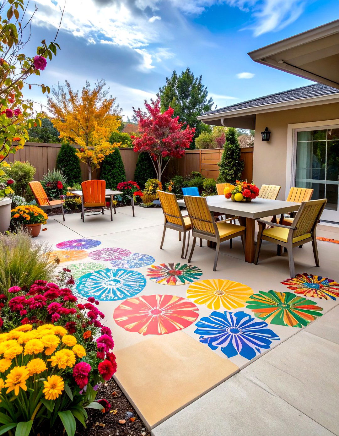 Seasonal Overlay Painted Concrete Patio - 25 painted concrete patio ideas