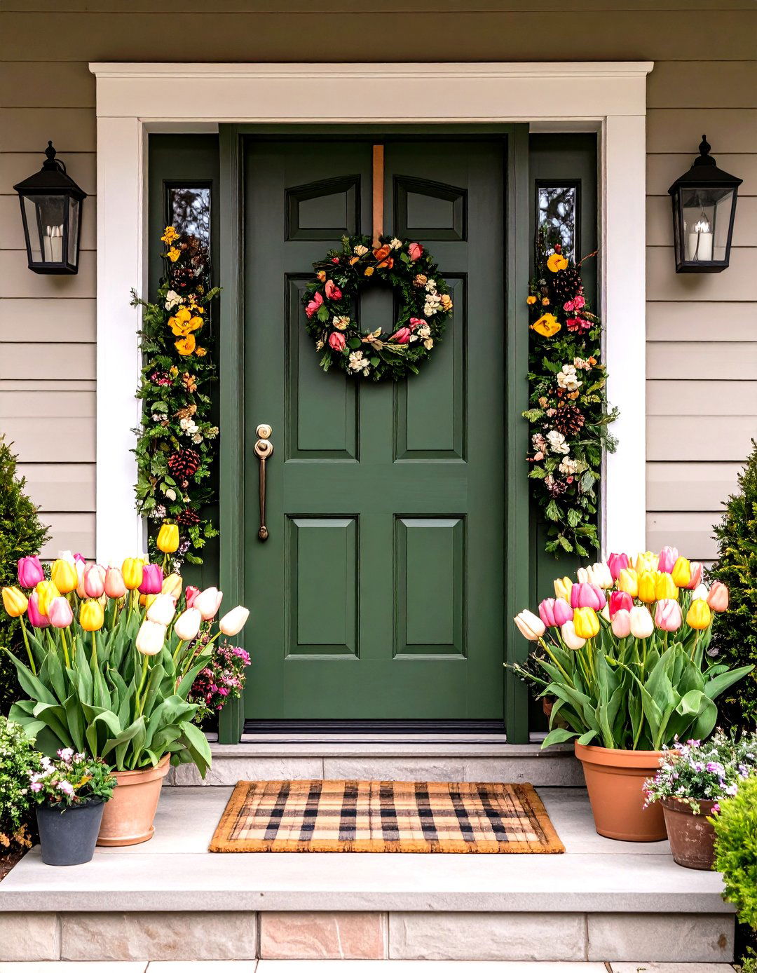 Seasonal Styling Around an Olive Green Front Door - 25 olive green front door ideas