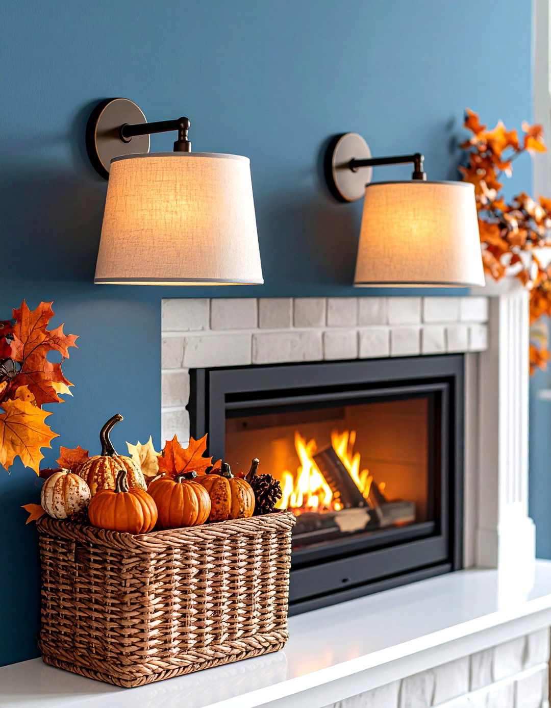 Seasonal Swappable Shade Fireplace Sconces - 25 fireplace sconces ideas
