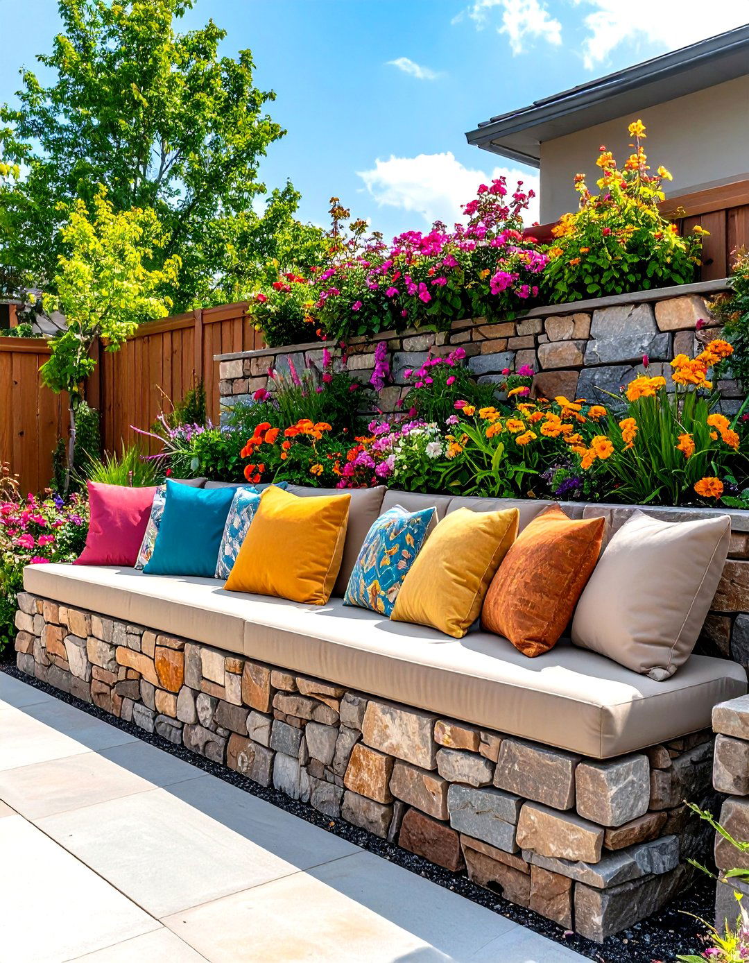 Seat Wall Outdoor Seating Built Into a Retaining Wall - 25 outdoor seating ideas