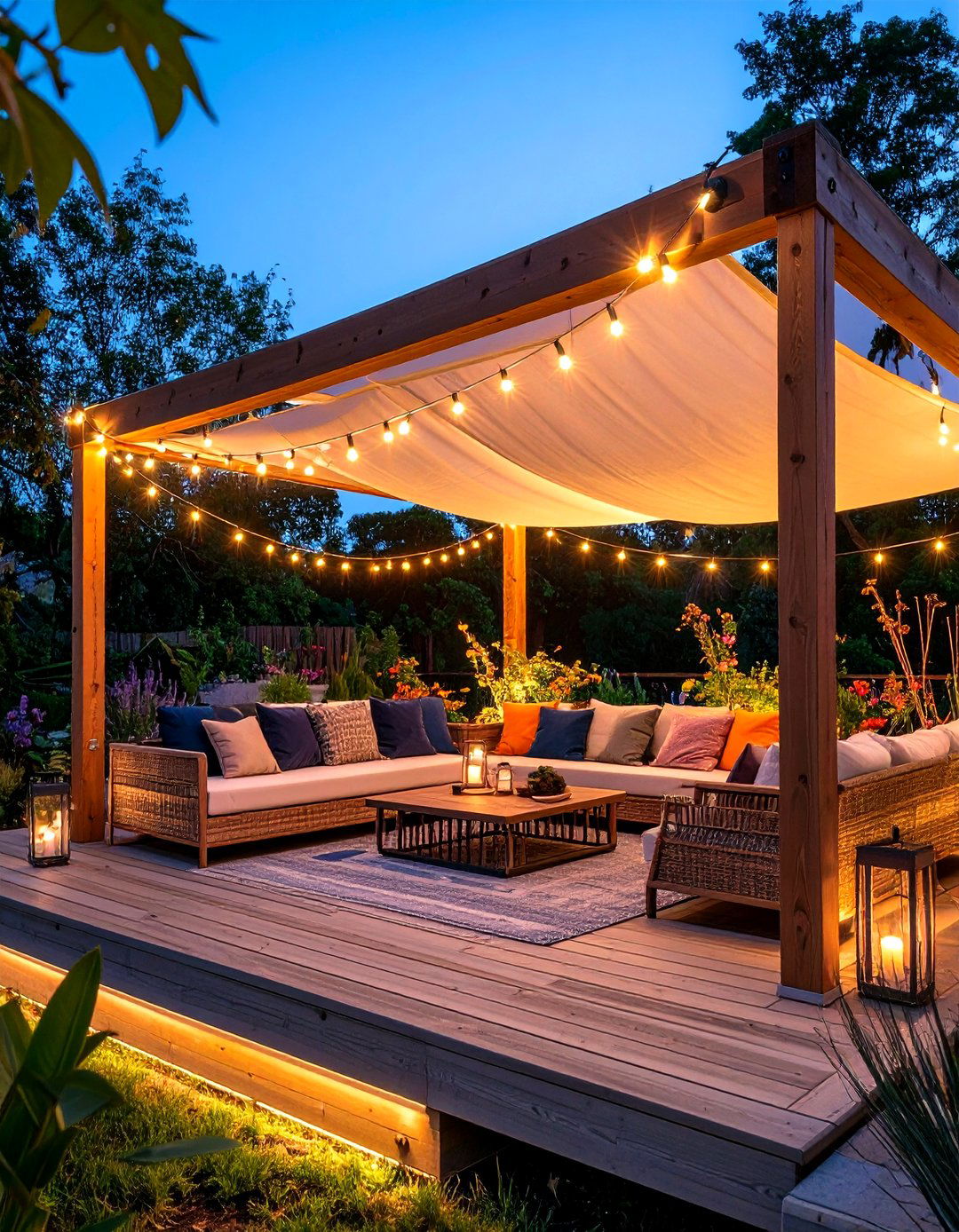 Shade Sail Atrium on the Deck - 25 partially covered deck ideas