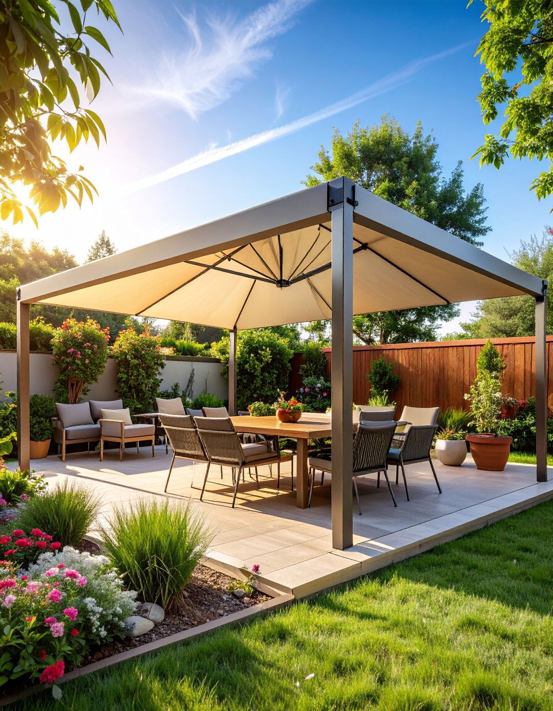 Shade Sail Courtyard for Flexible Cover - 25 courtyard ideas