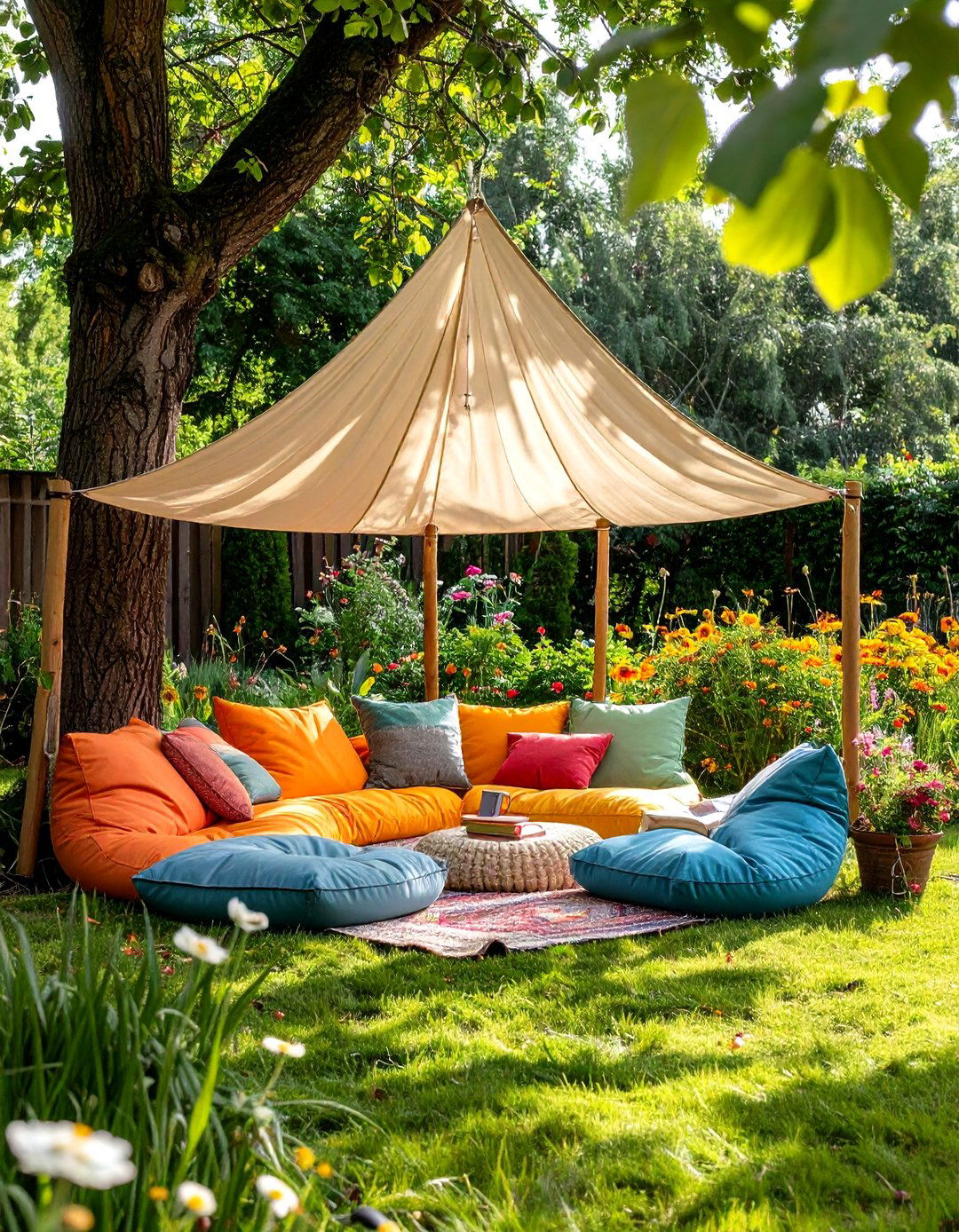 Shade Sail Reading Den - 25 nursery garden ideas