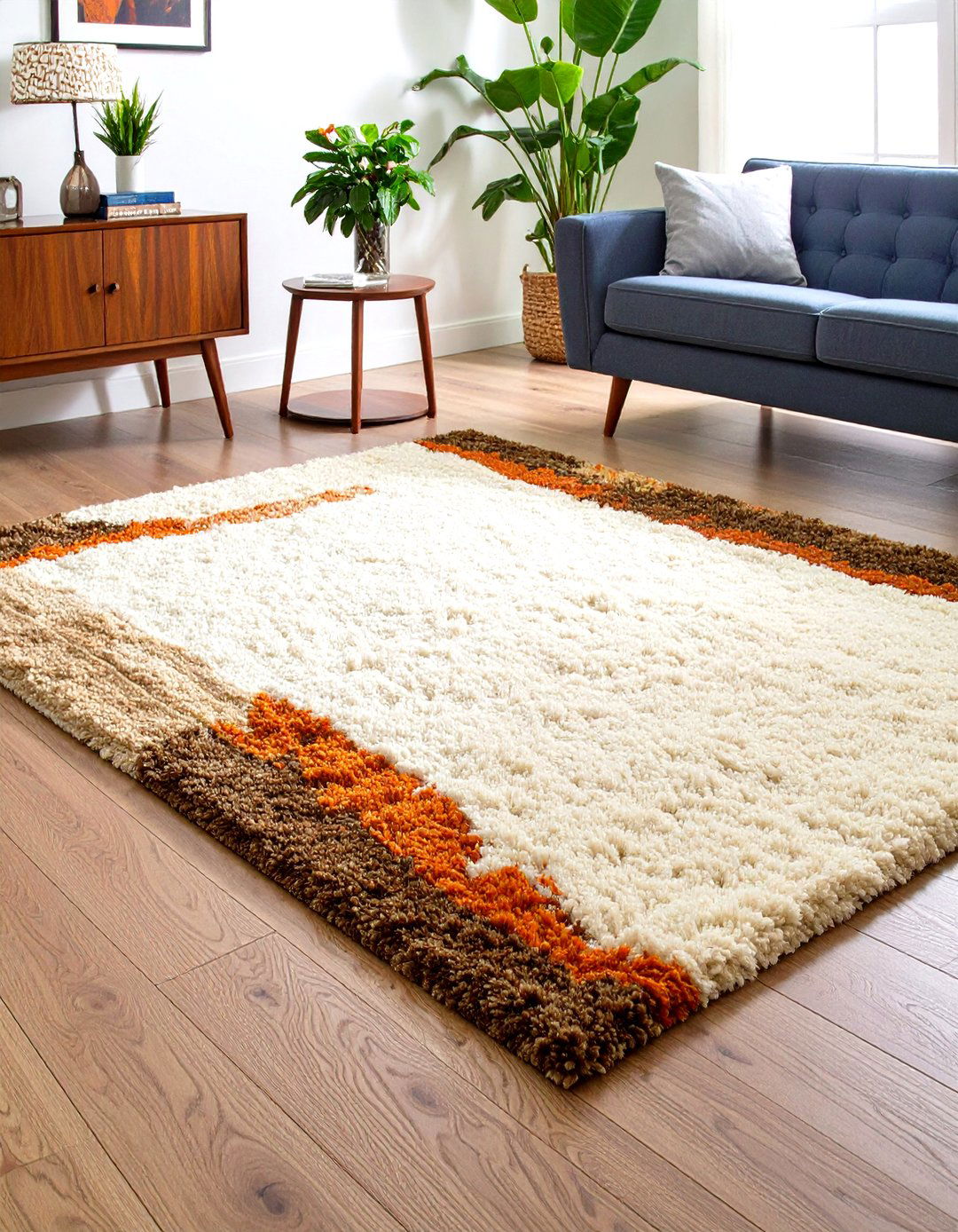 Shag Area Rugs Anchoring a s Living Room - 25 70s living room ideas
