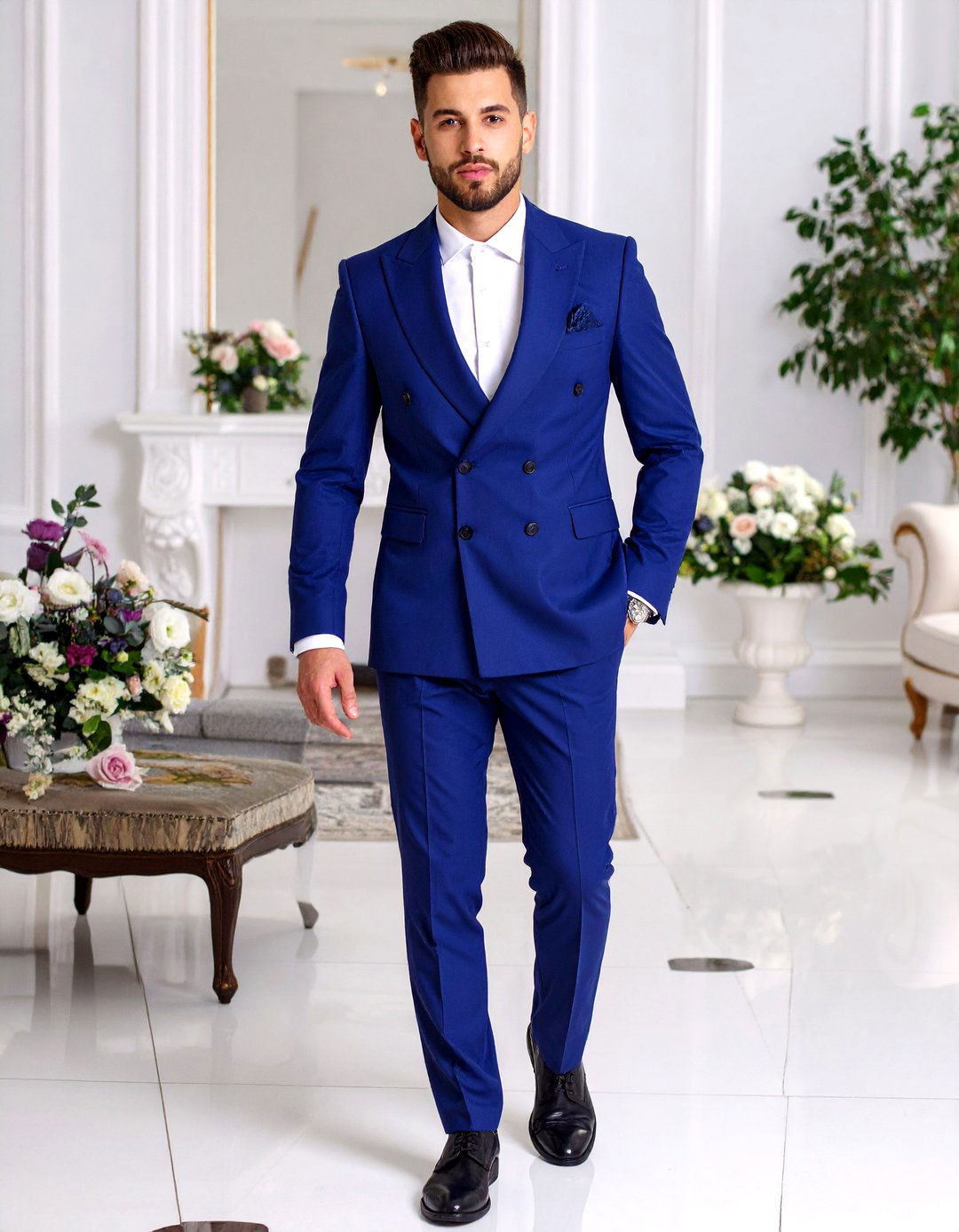 Sharp Double Breasted Peak Lapel Mens Wedding Outfit - 25 men's wedding outfit ideas