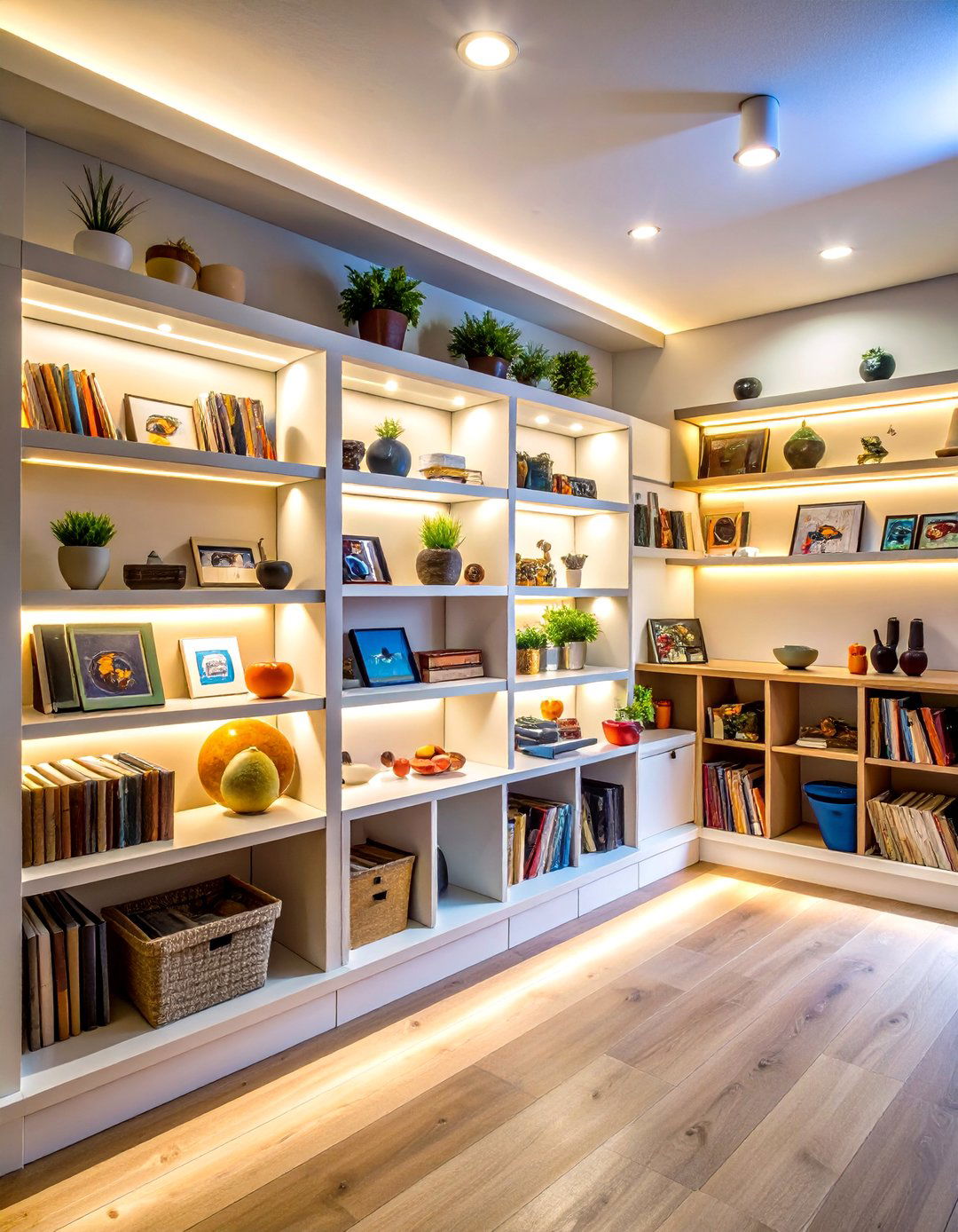 Shelf and Niche Accent Lighting to Show Decor - 25 basement lighting ideas