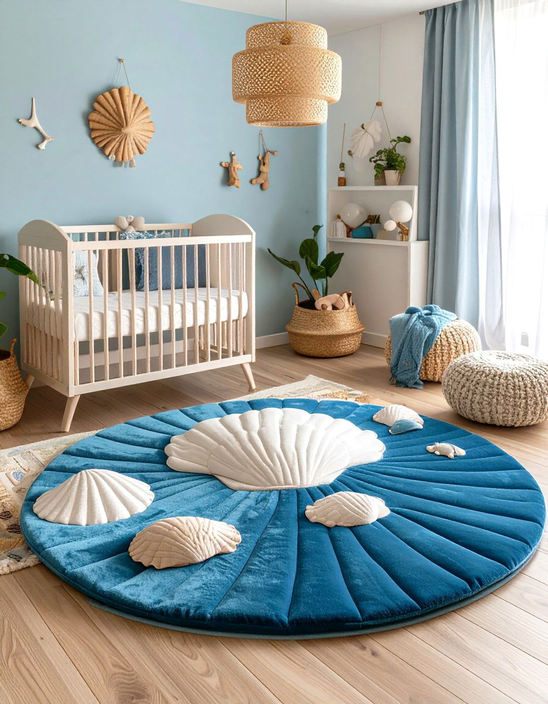 Shell Shaped Floor Mat - 25 ocean-themed nursery ideas