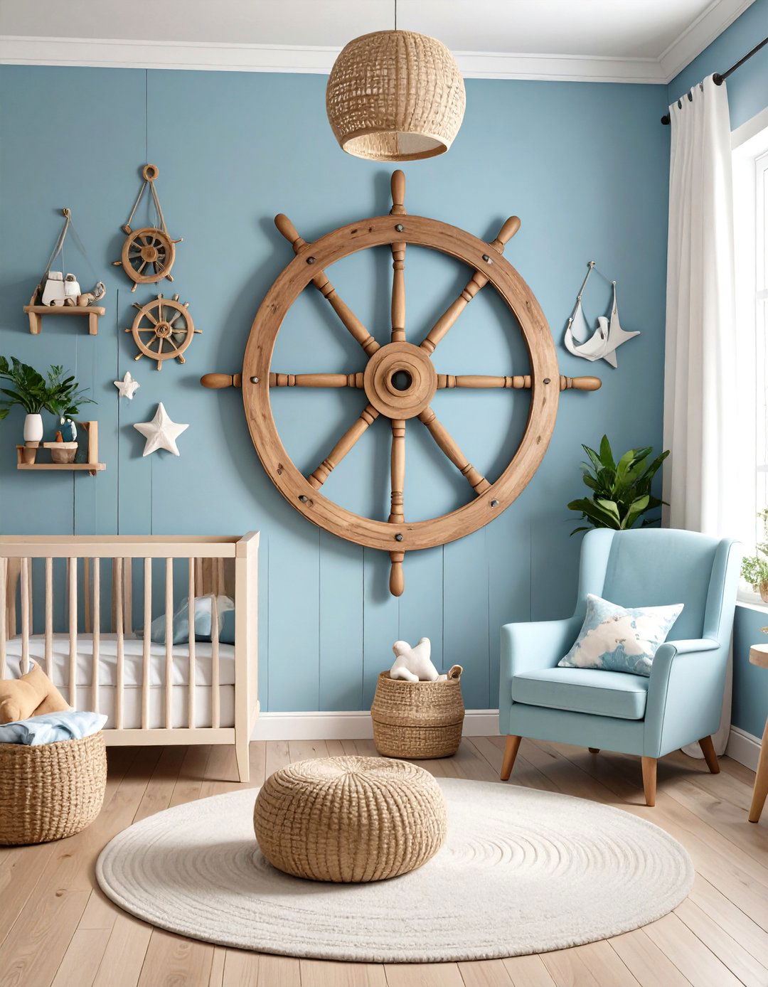Ship Wheel Wall Art - 25 ocean-themed nursery ideas