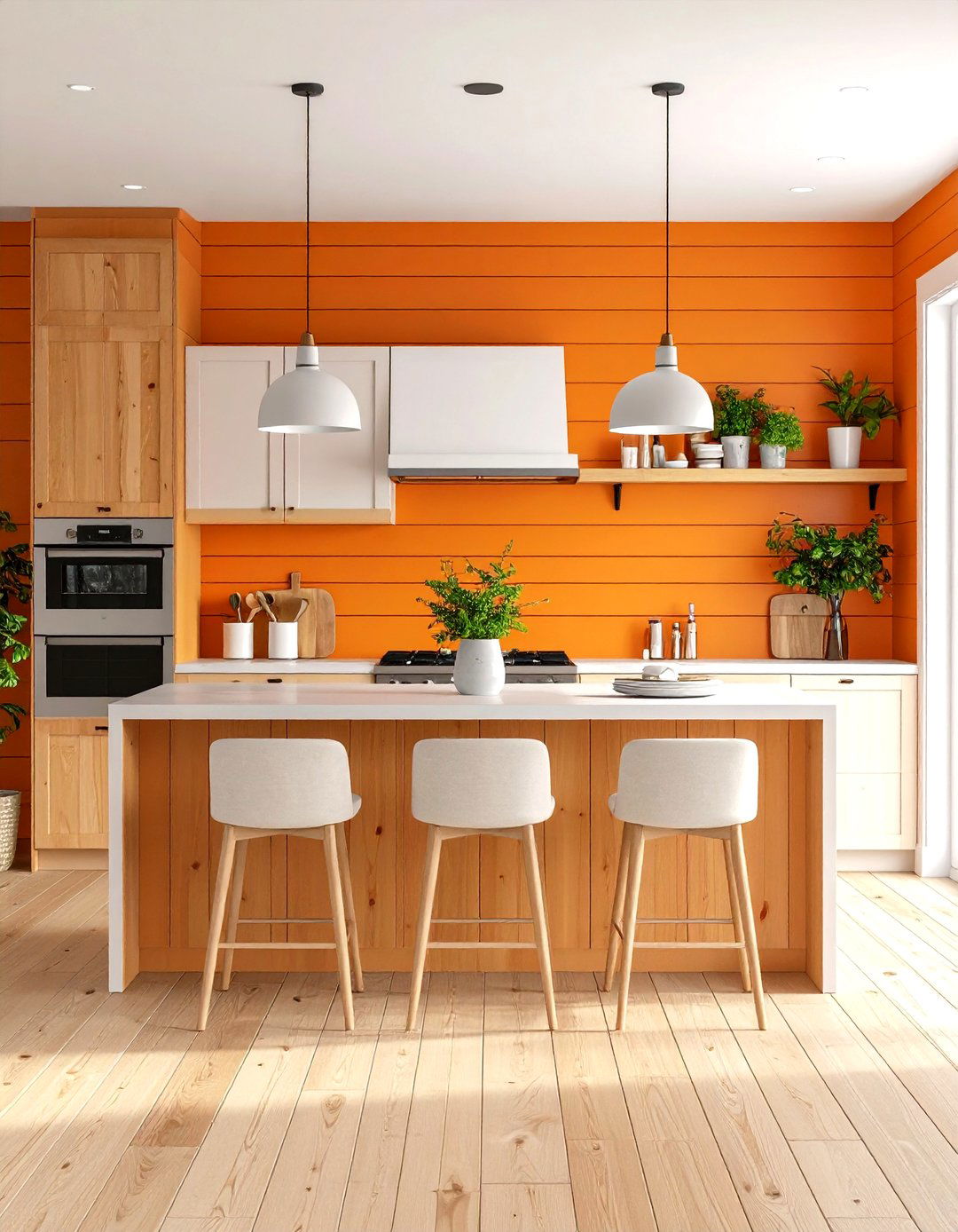 Shiplap Orange Accent Wall - 25 orange accent wall ideas