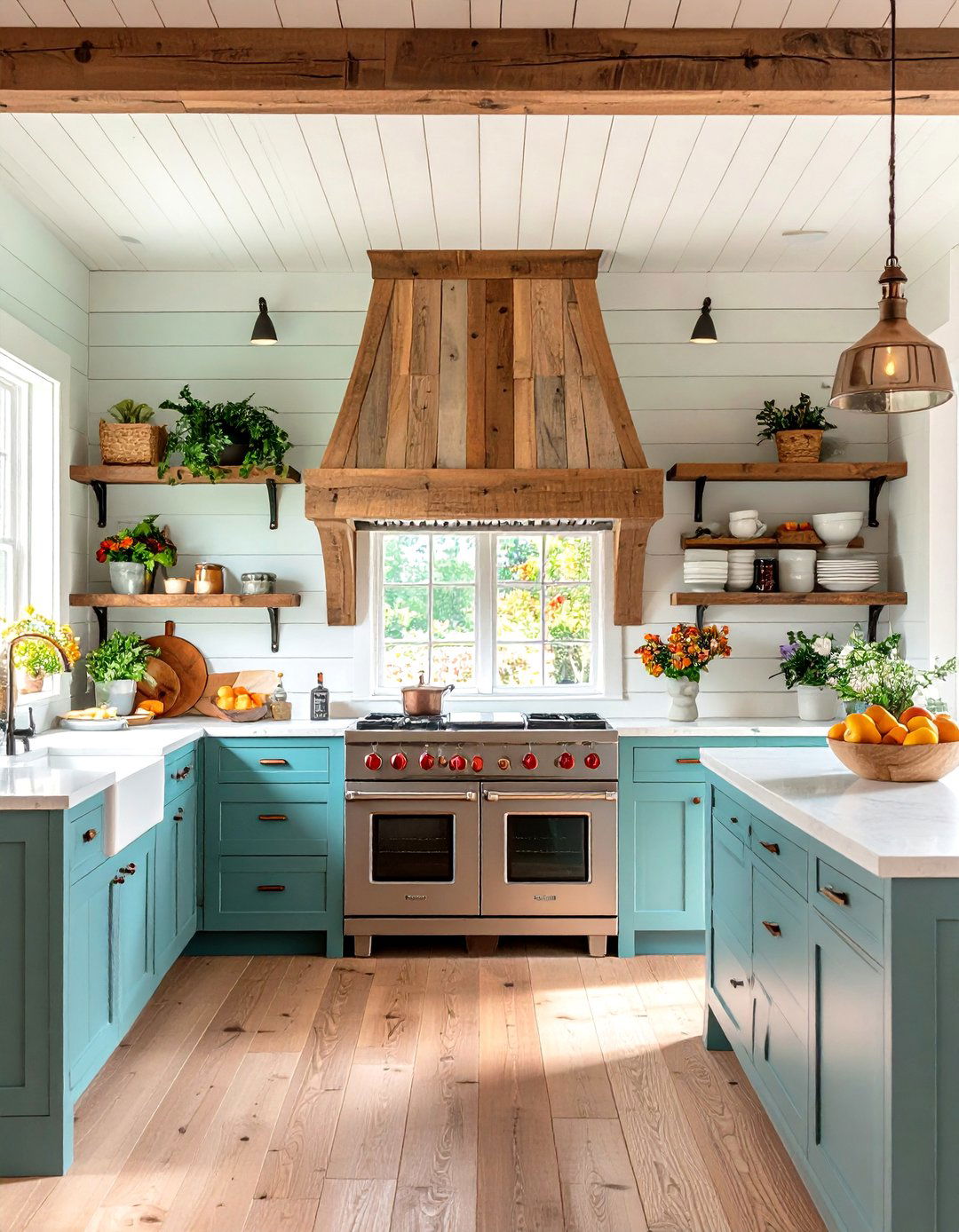 Showcase an Oversized Range Hood as Architectural Anchor - 25 farmhouse kitchen ideas