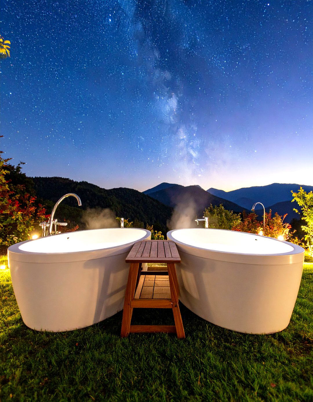 Side by Side Couples Tubs - 25 outdoor bathroom ideas