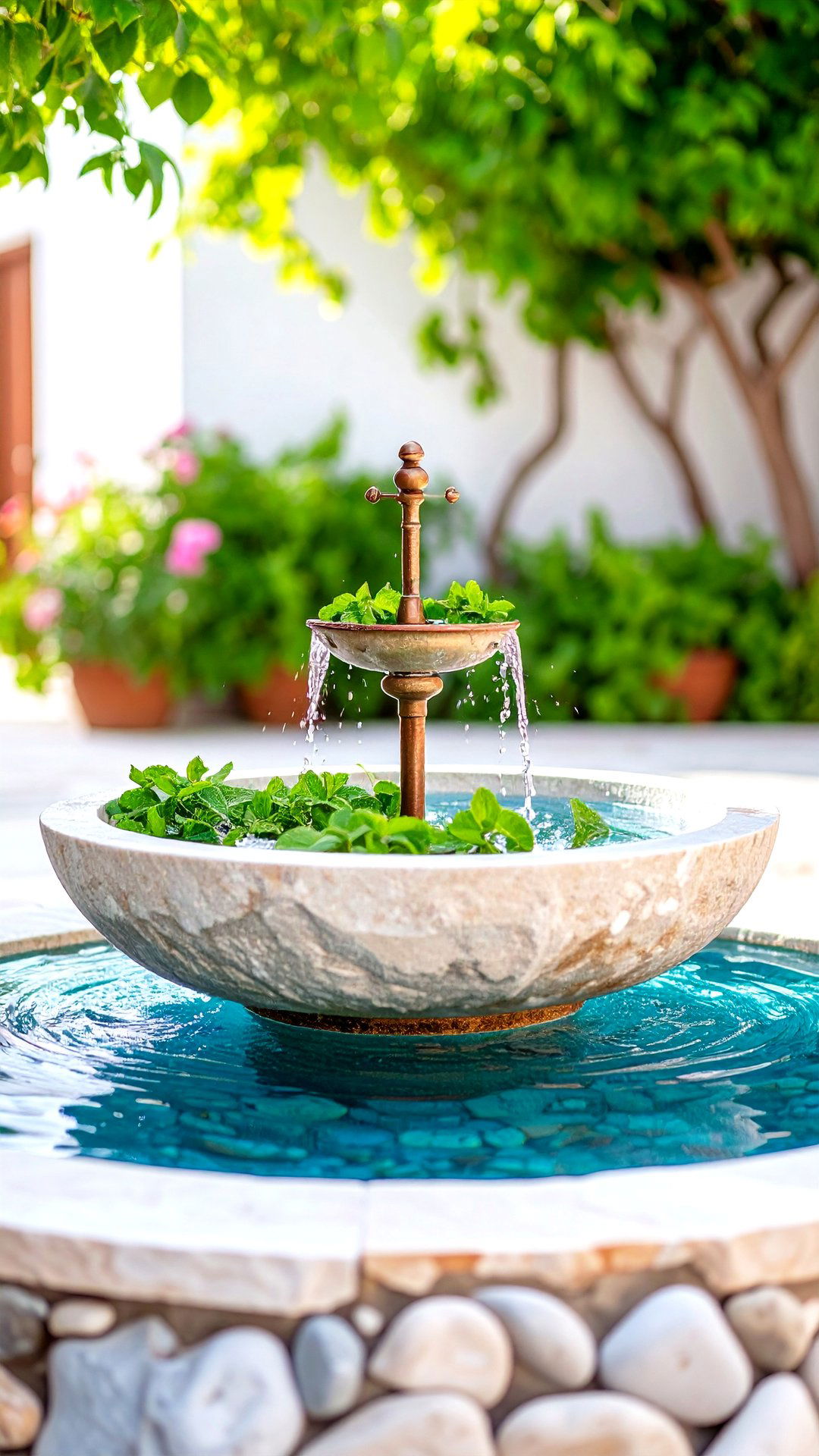 Single Spout Stone Basin Fountain for Cooling Sound - 25 greek garden ideas