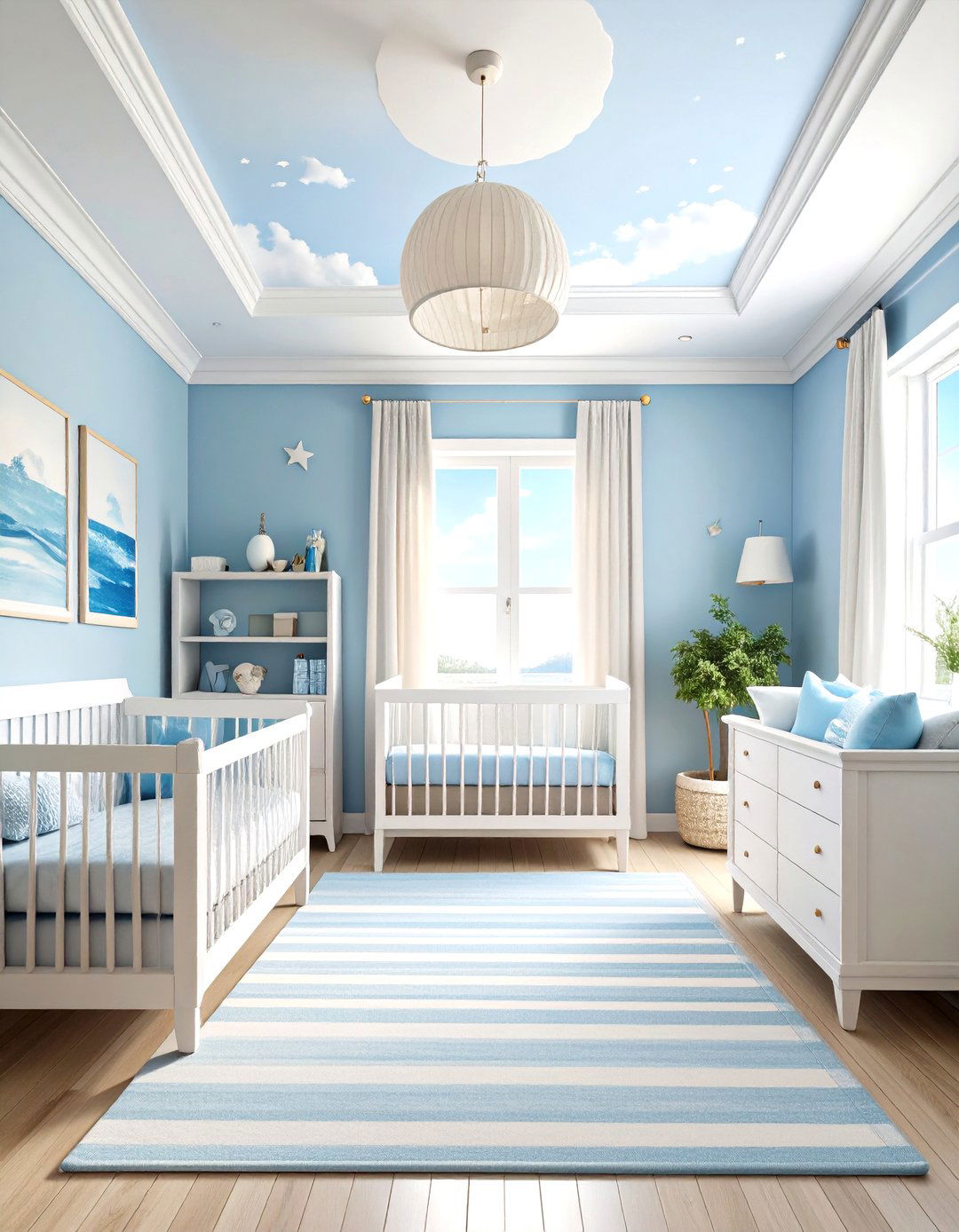 Sky Blue and Cloud White Nursery Color - 25 nursery color ideas