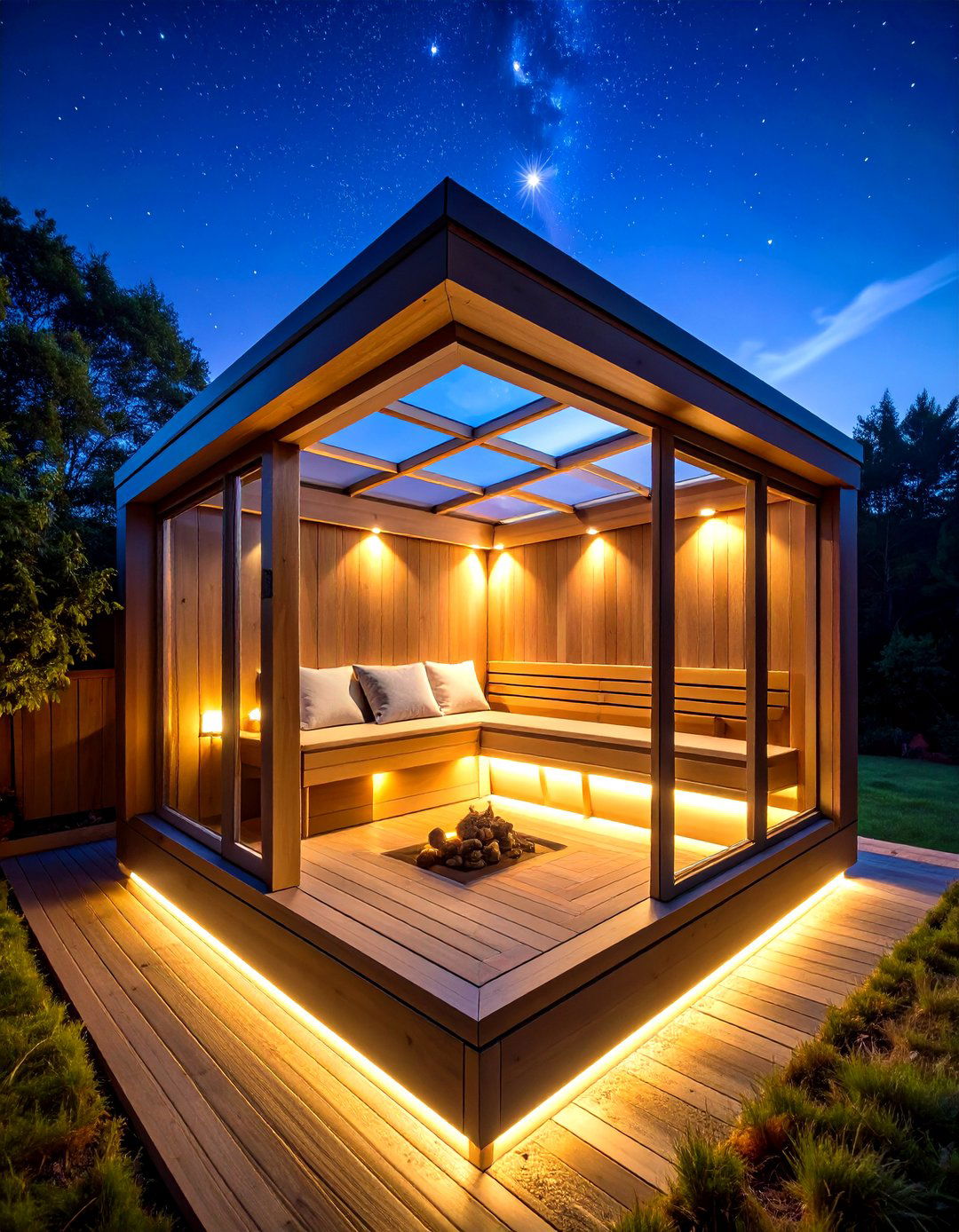 Skylight Equipped Sauna for Stargazing - 25 outdoor sauna ideas