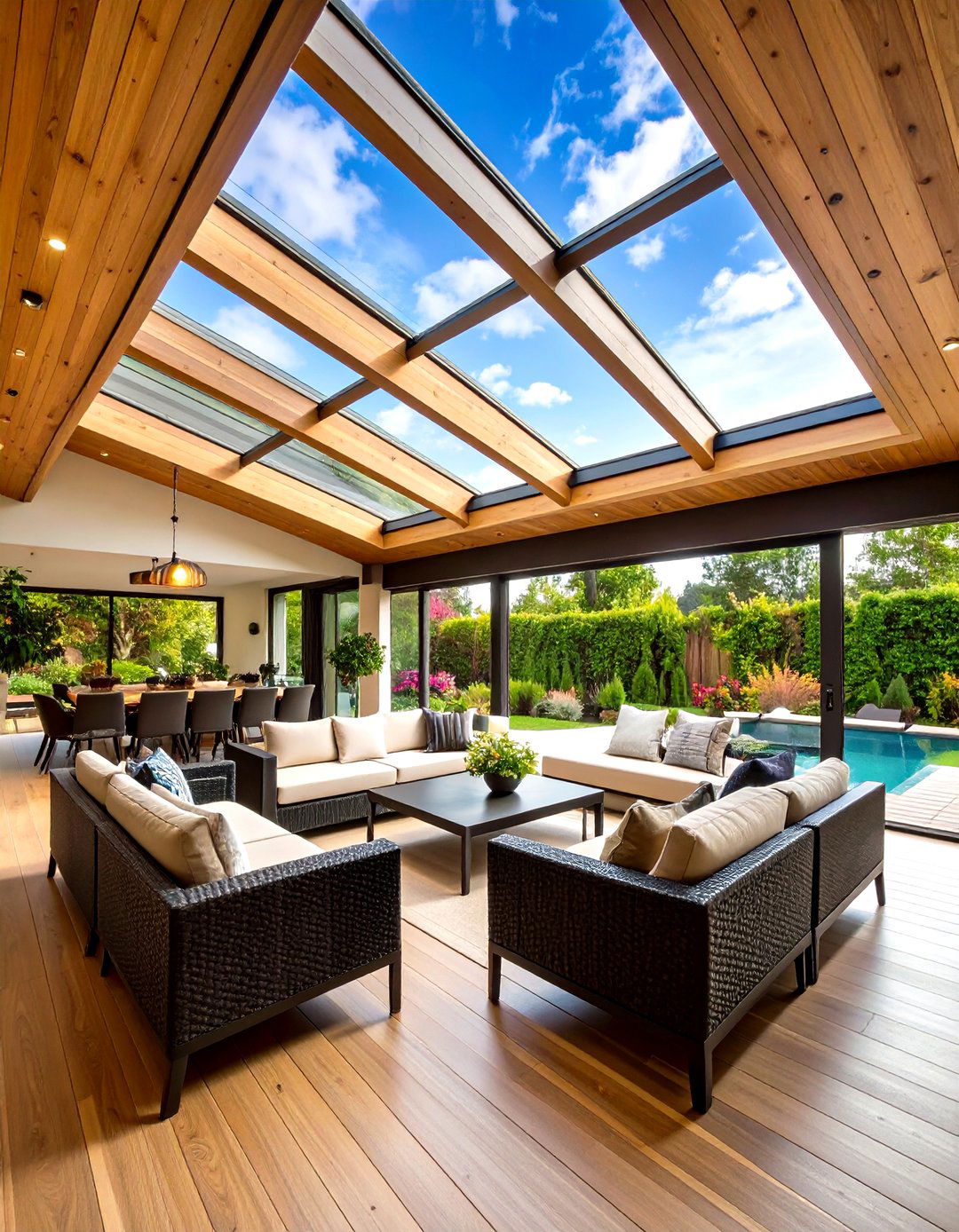 Skylight Integrated Patio Ceiling - 25 patio ceiling ideas