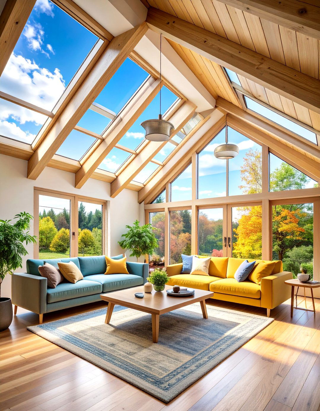 Skylight Integration To Flood Light - 25 open concept vaulted ceiling living room ideas