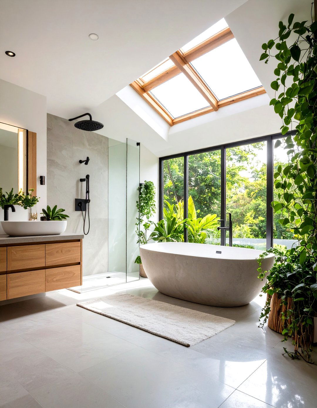 Skylight Lit Oasis Bathroom - 25 bathroom with black fixtures