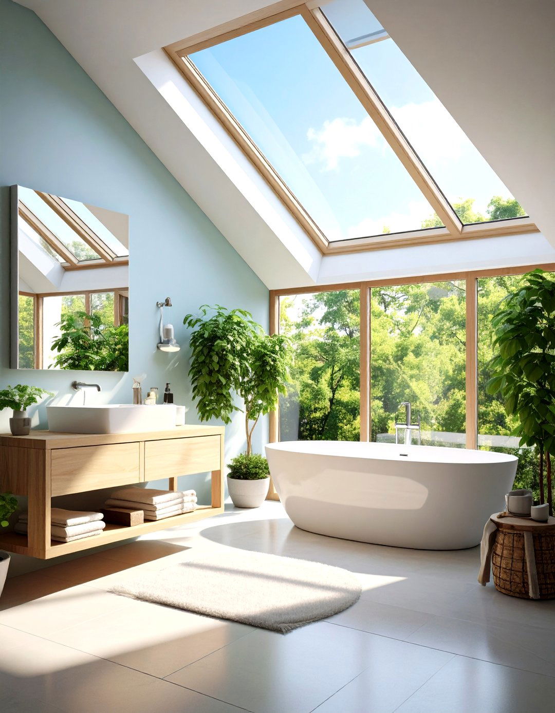 Skylight or Sun Tunnel Floods the Core - 25 minimalist bathroom ideas