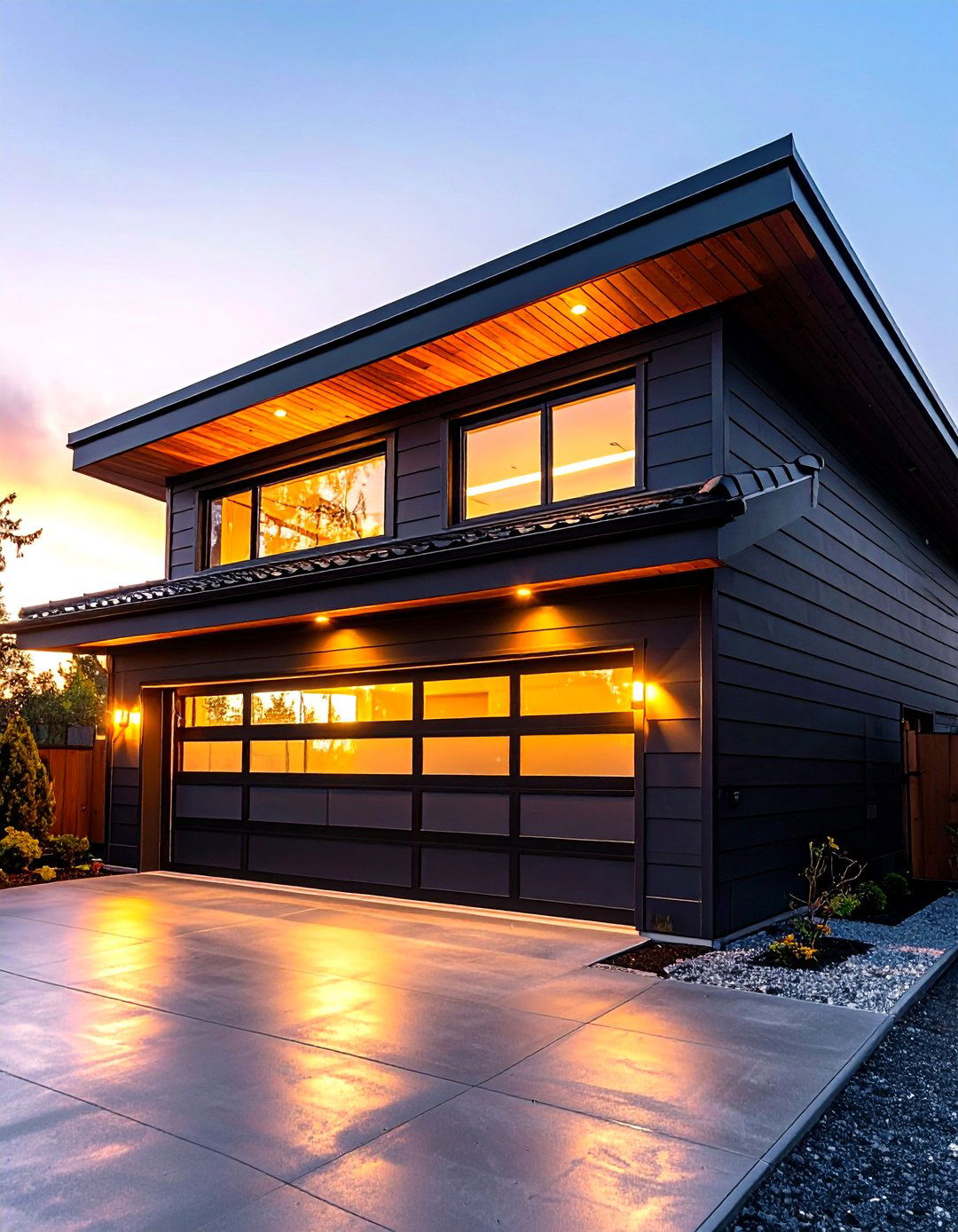 Skylights Brighten a Black Garage Interior - 25 black garage ideas