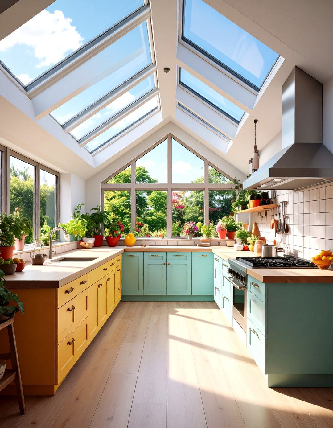 Skylights Flood Work Zones with Vitamin D - 25 organic kitchen design ideas