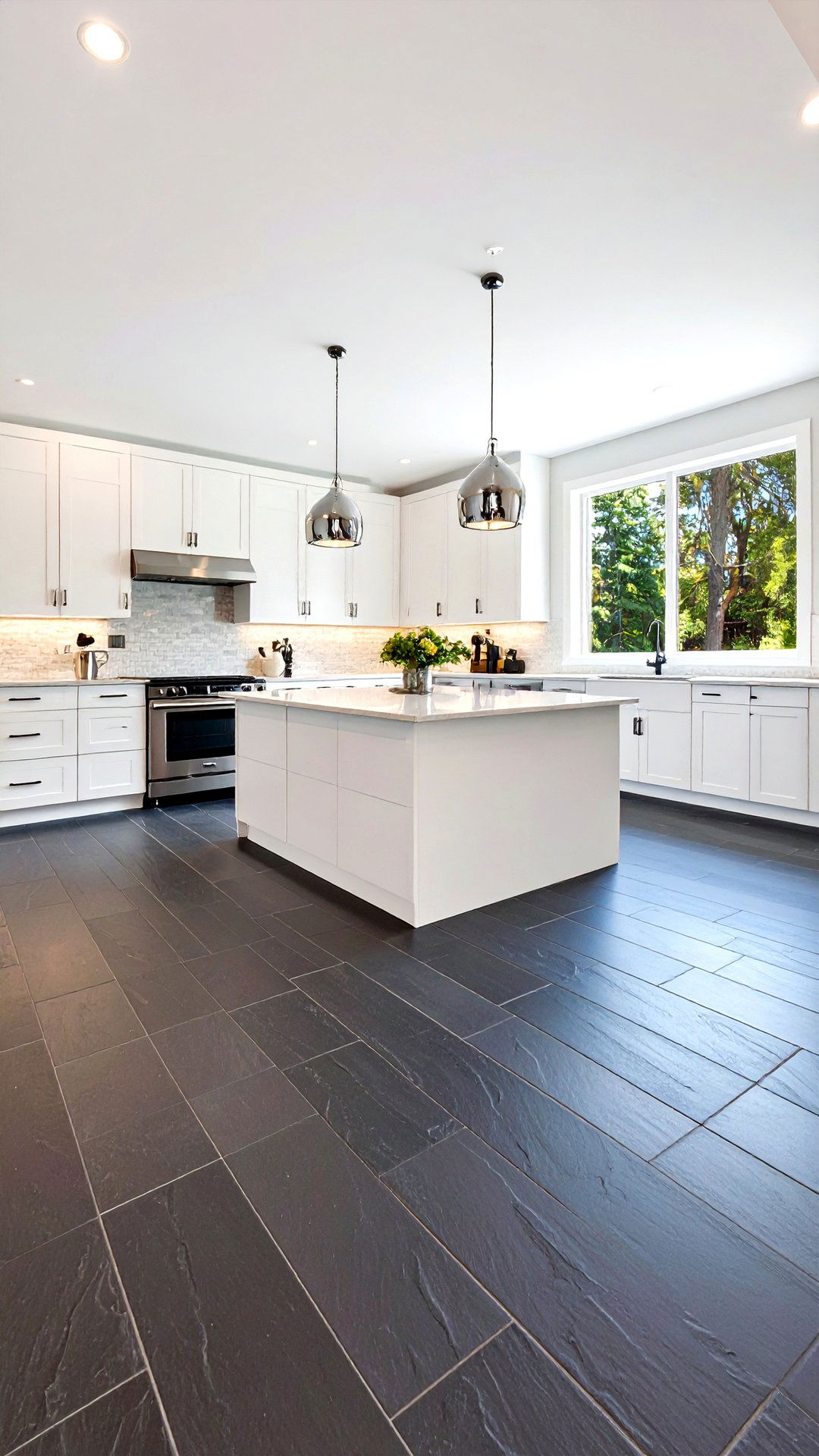 Slate Tiled Serenity - 25 black floor kitchen ideas