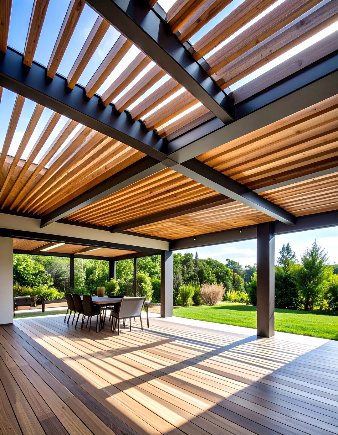 Slatted Wood Patio Ceiling for Modern Lines - 25 patio ceiling ideas
