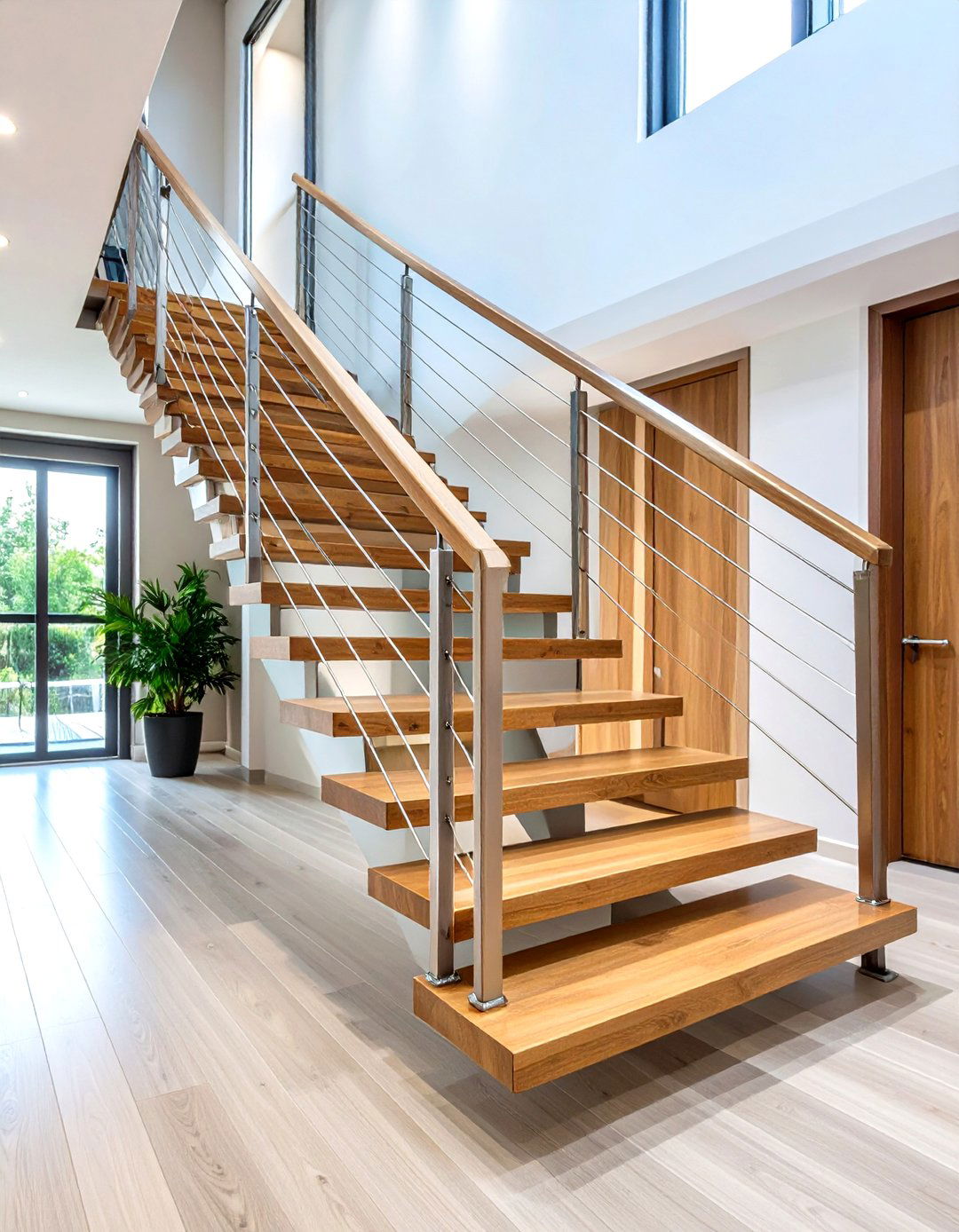 Sleek Cable Rail Lines - 25 open staircase ideas