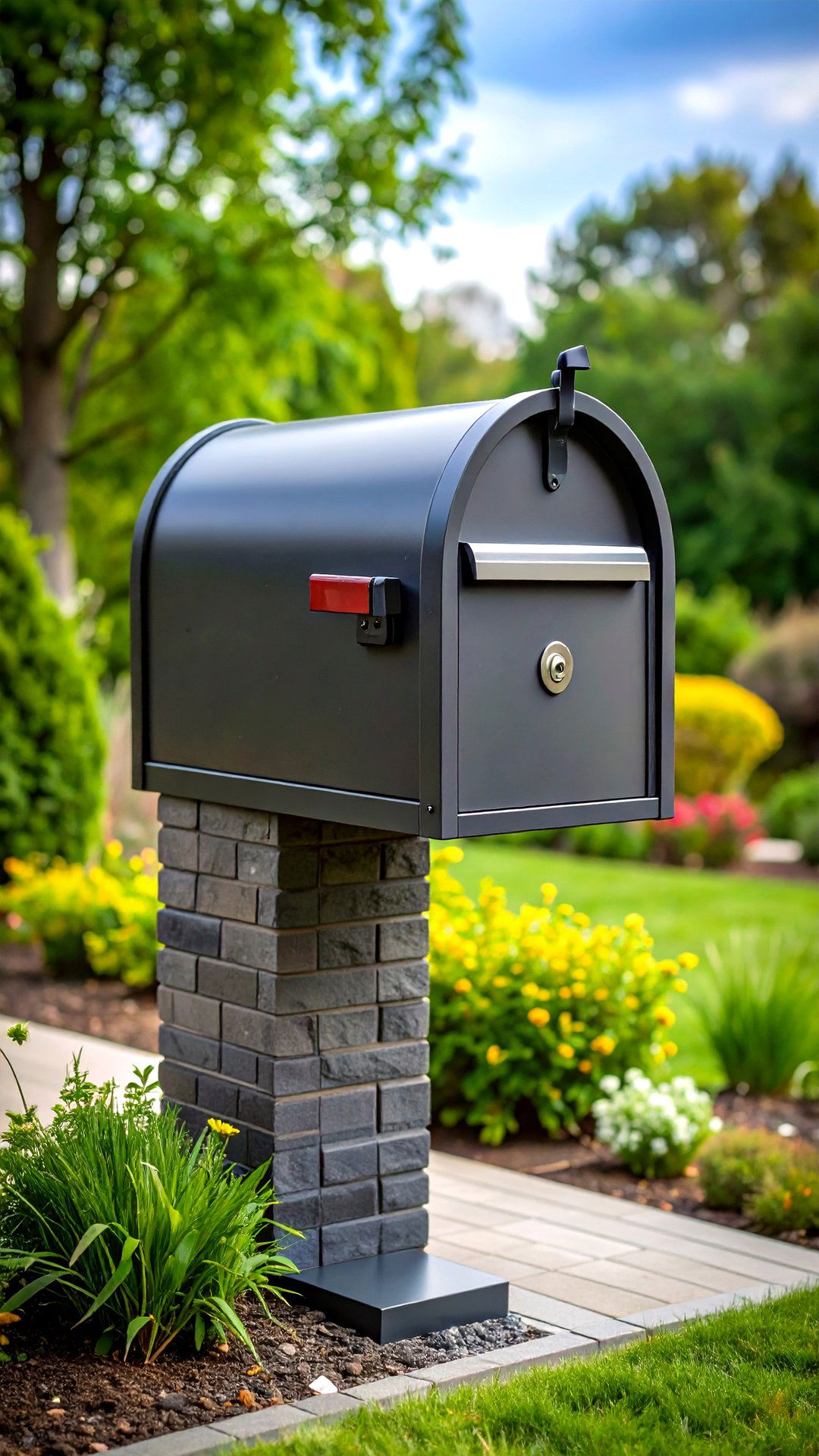 Sleek Dark Gray Brick Mailbox for Modern Minimalism - 25 brick mailbox ideas