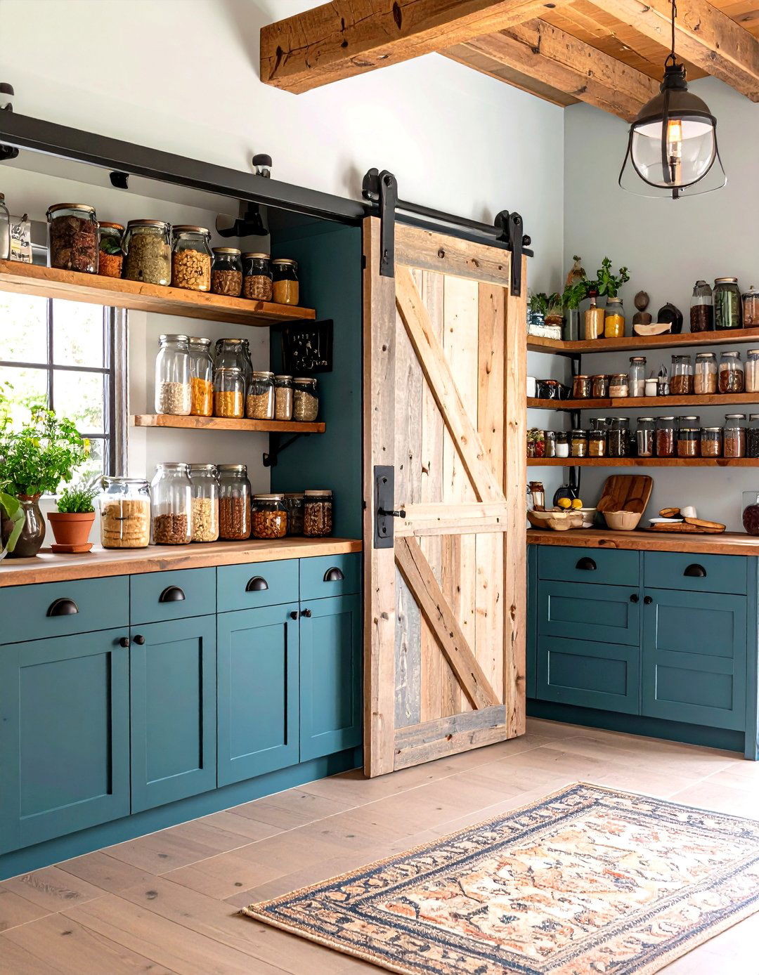 Slide a Barn Door Pantry to Save Floor Space - 25 farmhouse kitchen ideas
