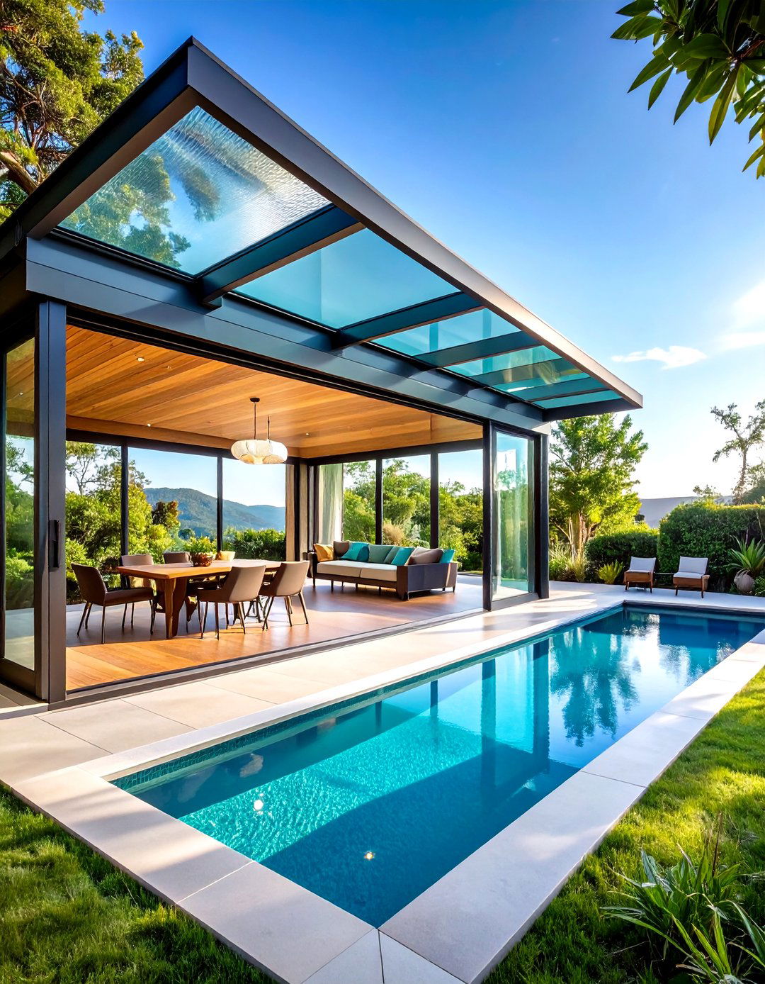 Sliding Glass Pavilion for Bug Free Lounging - 25 outdoor pavilion ideas