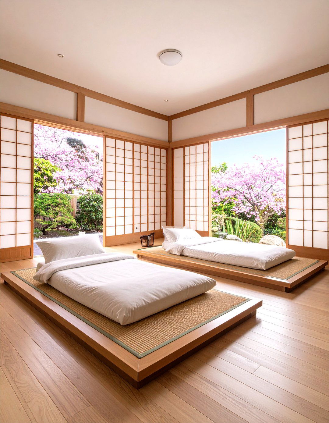 Sliding Tatami Style Platform Twins - 25 2 beds in one small room ideas