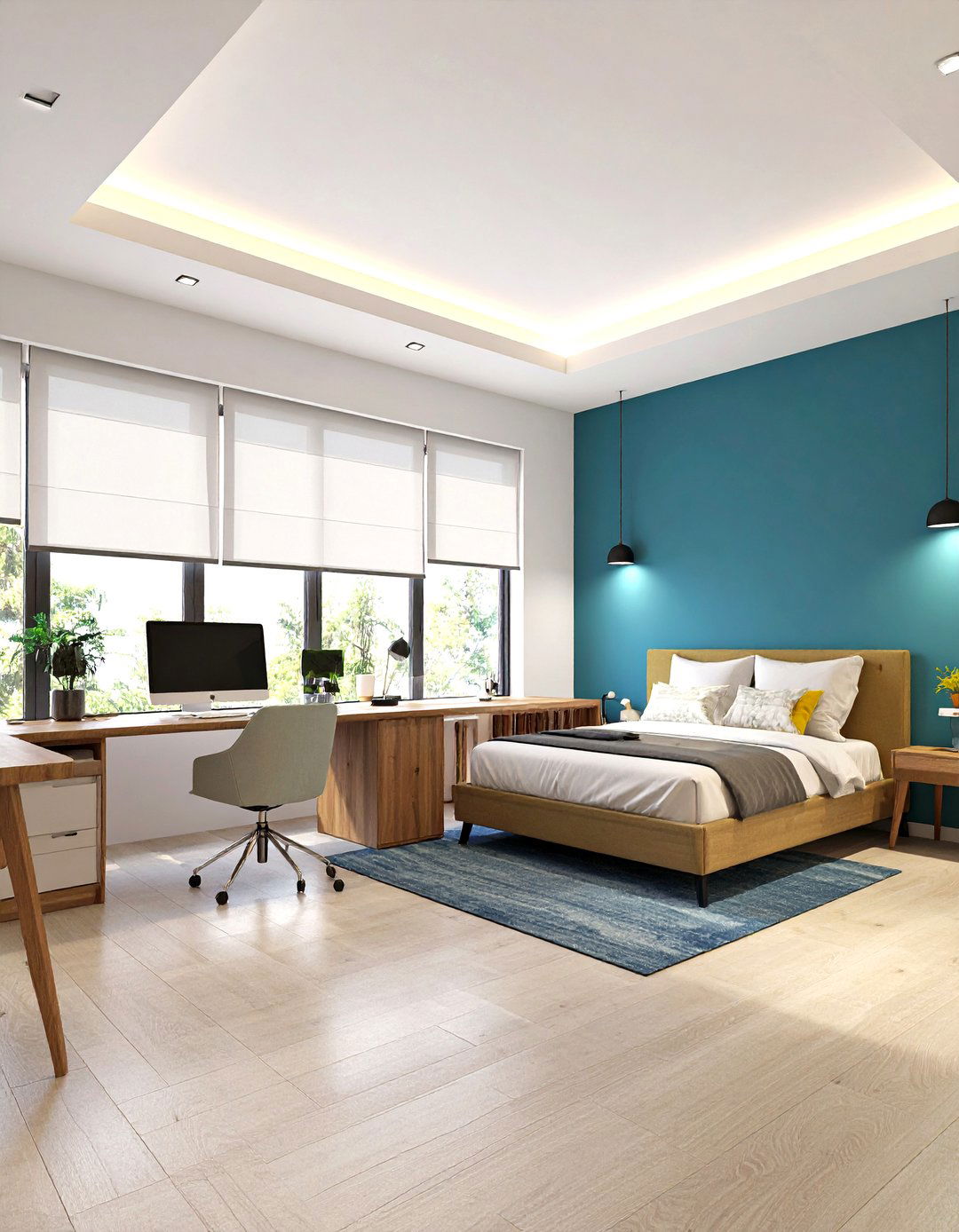 Slim Corner Desk Daybed Layout for an Office Guest Room - 25 office guest room ideas