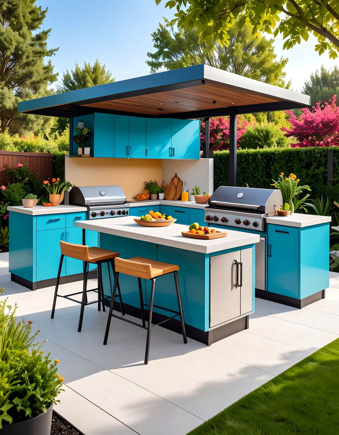 Slim Linear Outdoor Kitchen Island for Tiny Patios - 25 outdoor kitchen island ideas