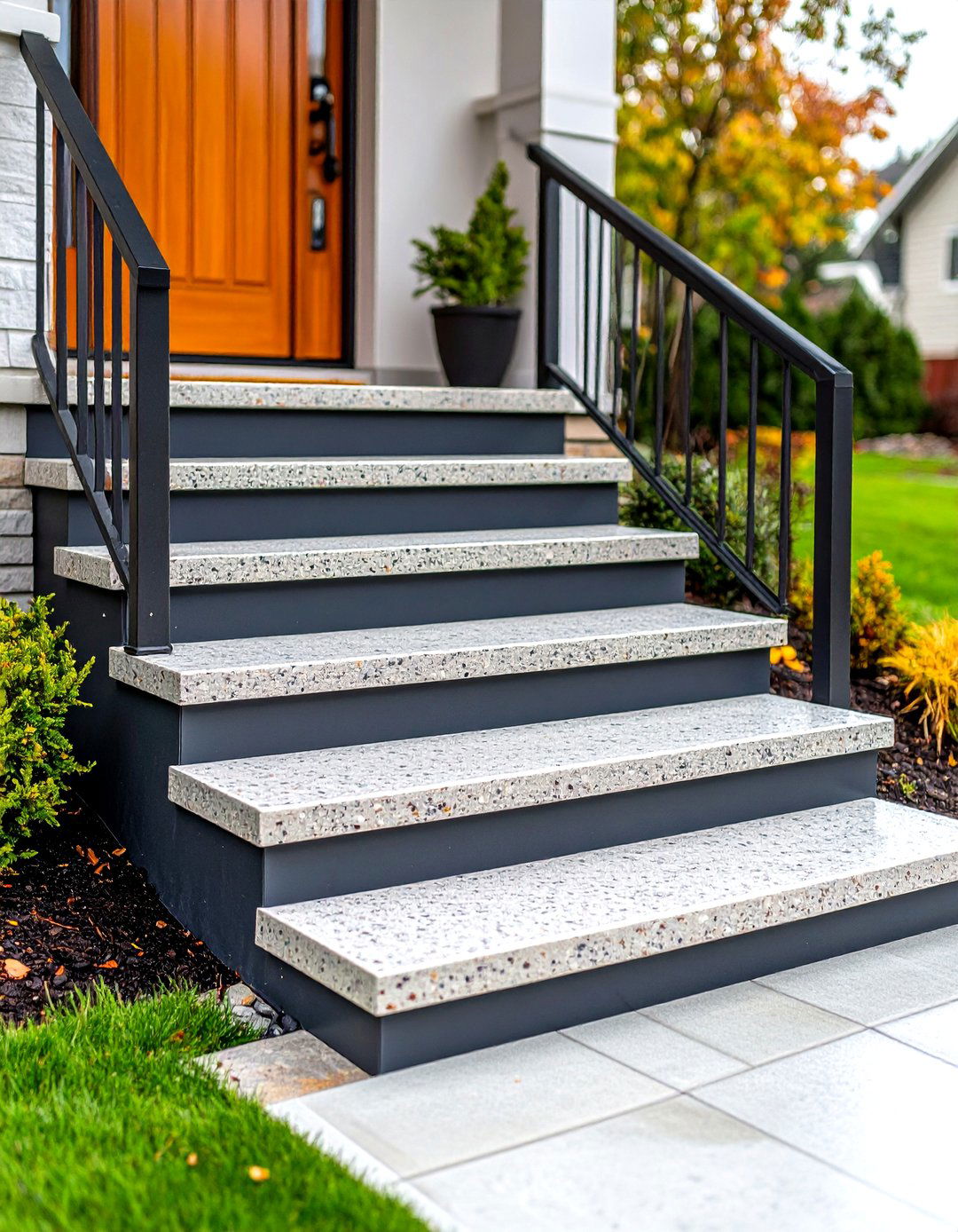 Slip Resistant Coated Front Steps - 25 front step ideas