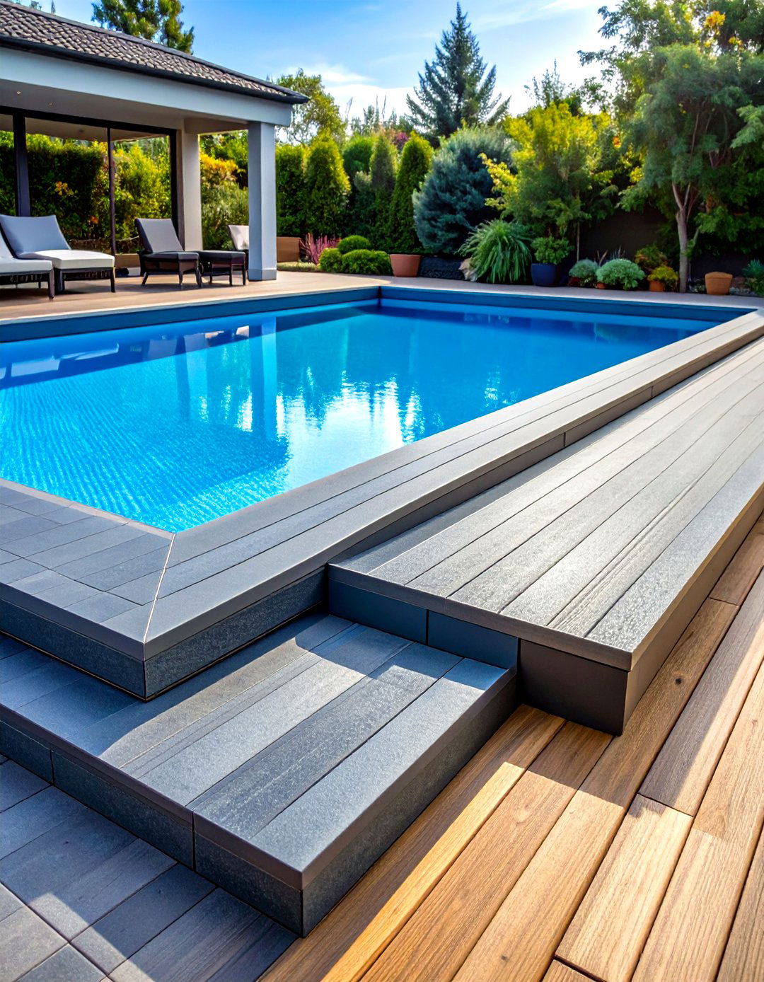 Slip Resistant Rubber Tile Pool Deck - 25 above-ground pool with deck ideas