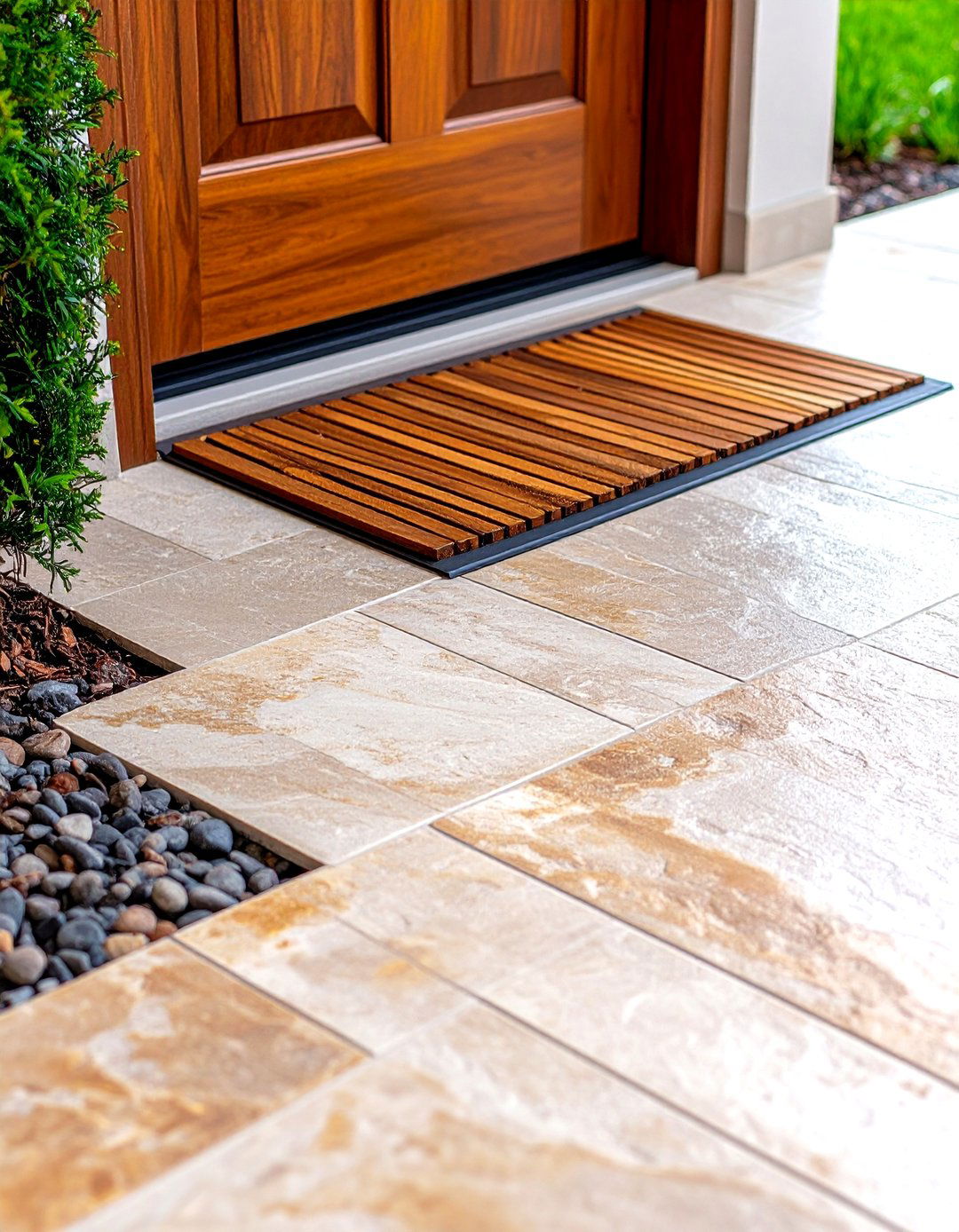 Slip Resistant Stone Floor - 25 outdoor bathroom ideas