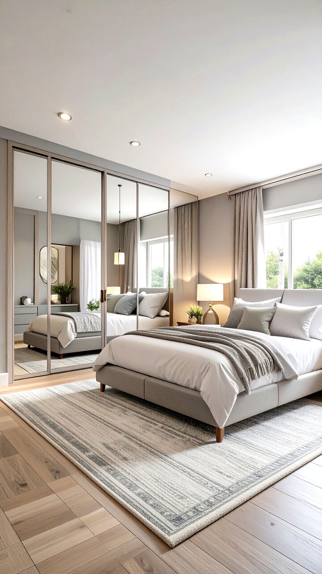 Small Space Tricks for a Grey and White Bedroom Using Mirrors - 25 grey and white bedroom ideas