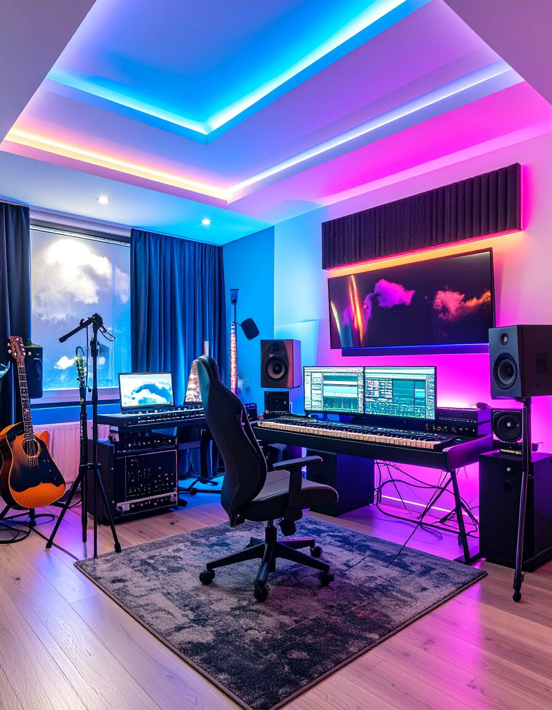 Smart LED Mood Lighting for Creative Music Room Vibes - 25 music room ideas