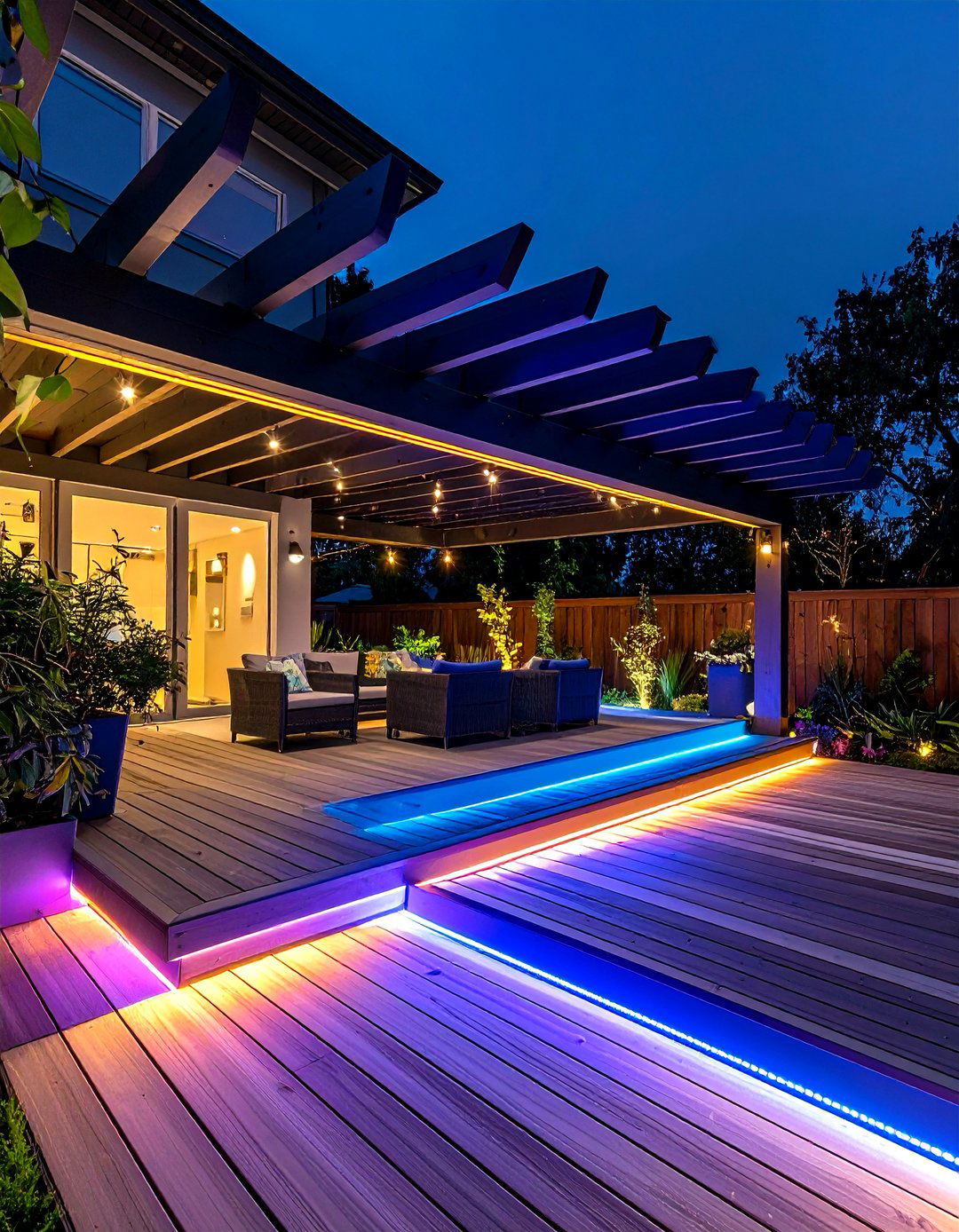 Smart LED Strip Outdoor Lighting Under Rails - 25 outdoor lighting ideas