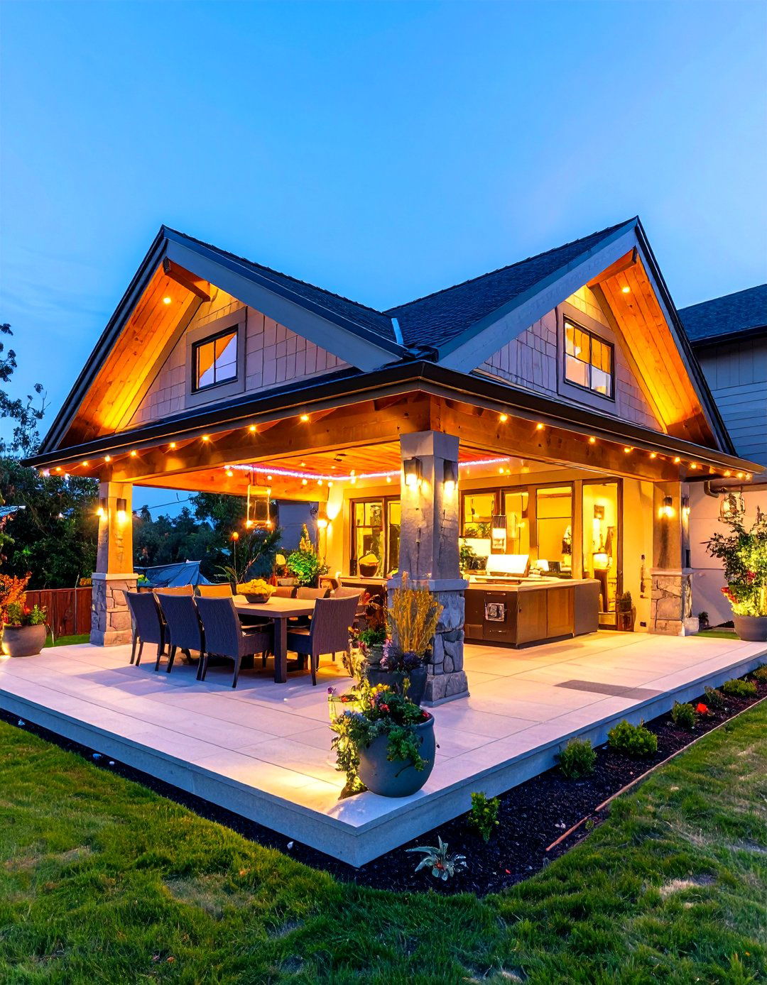 Smart Lighted Gable Roof with LEDs - 25 gable patio roof design ideas