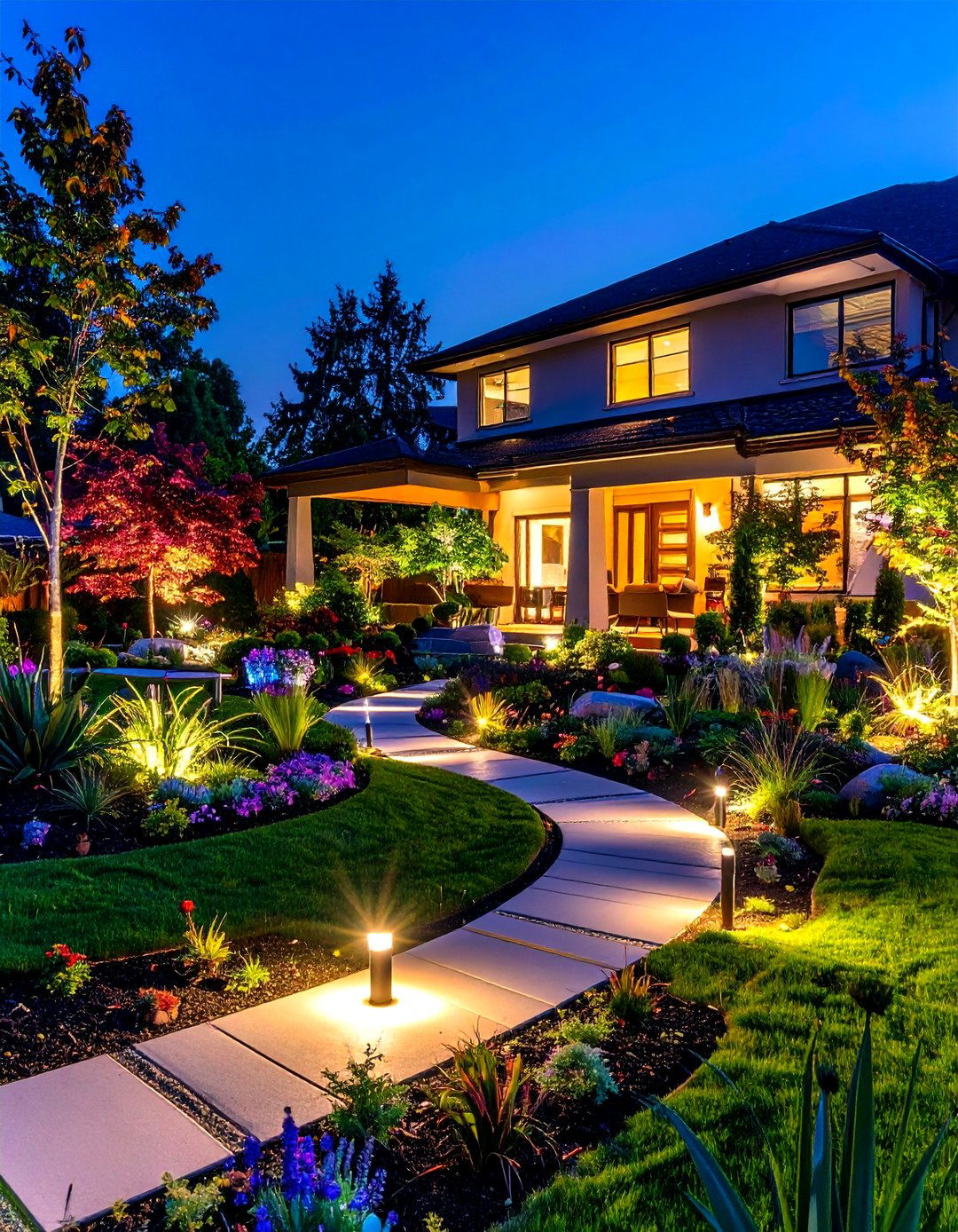 Smart Lighting Simulations for Nighttime Landscape Design - 25 ai landscape design ideas