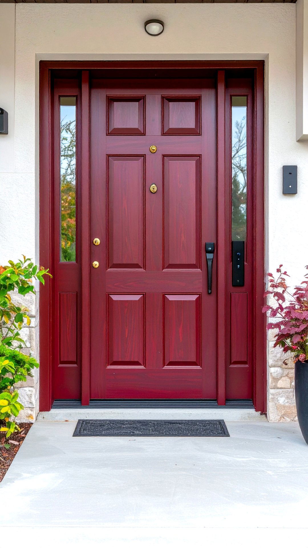 Smart Lock Ready Burgundy Door - 25 burgundy front door ideas