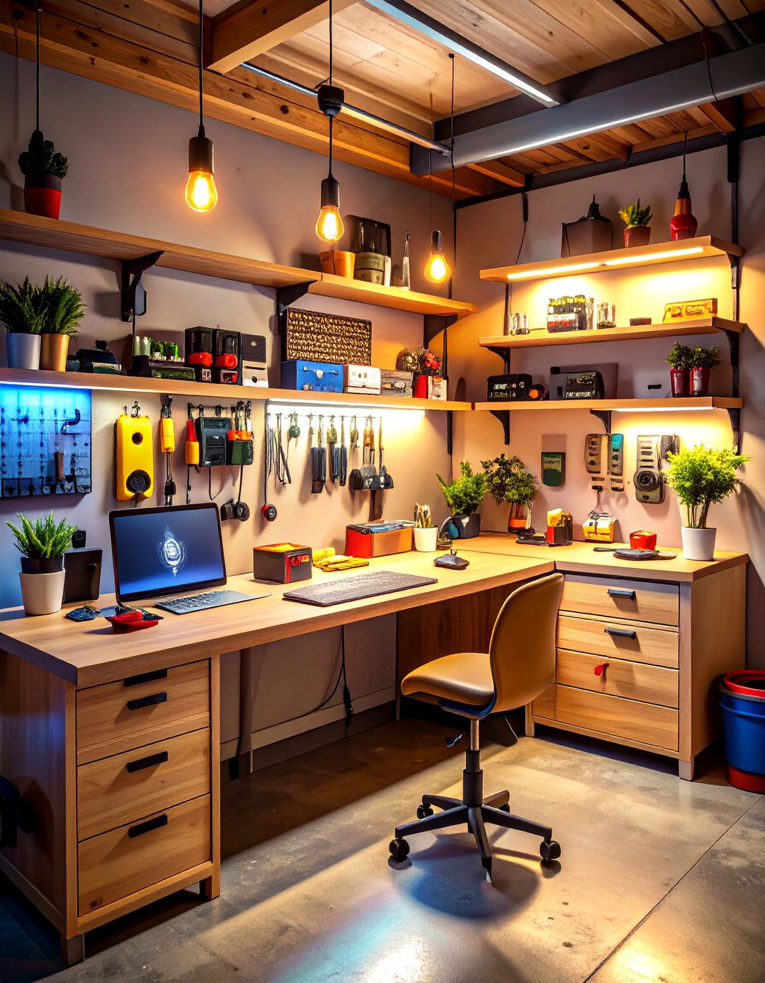 Smart Plug Garage Workbench with App Controlled Power - 25 garage workbench ideas
