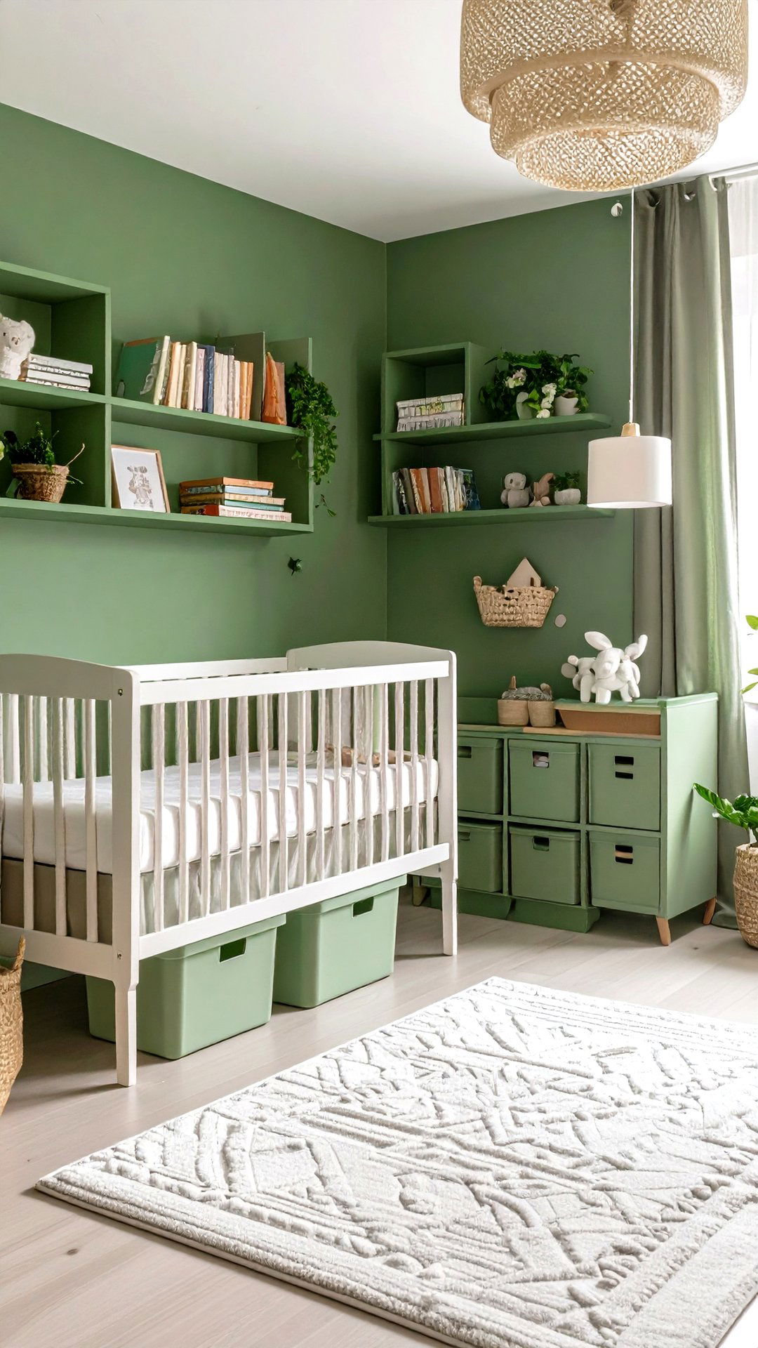 Smart Storage Solutions in Green Nursery - 25 green nursery ideas