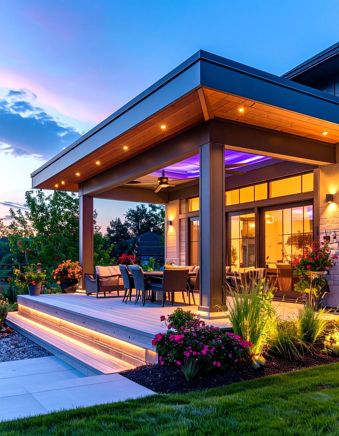 Smart Tech Open Gable Porch Featuring Voice Controlled Fans - 25 open gable porch ideas