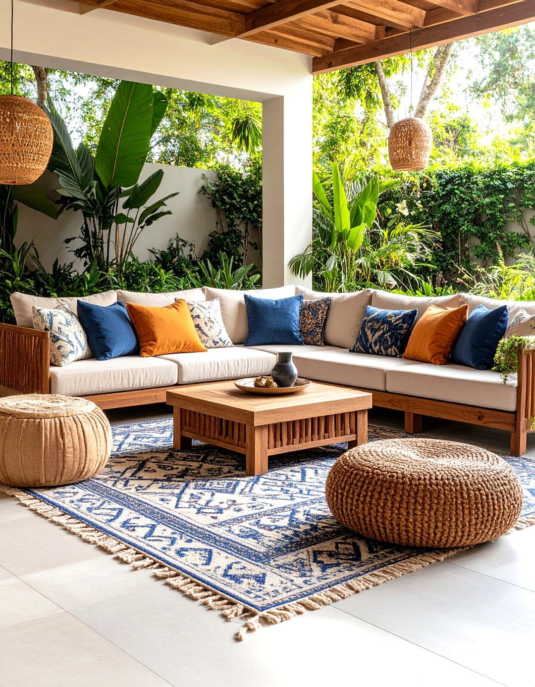 Sofa Style Lounge with Outdoor Rugs Living Space - 25 outdoor living space ideas