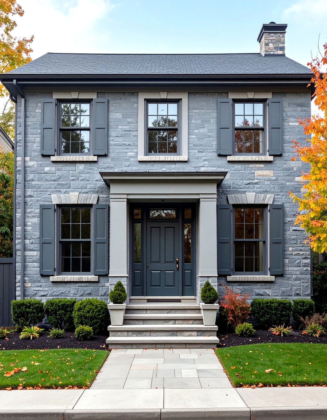 Soft Gray Painted Brick Facade - 25 painted brick houses