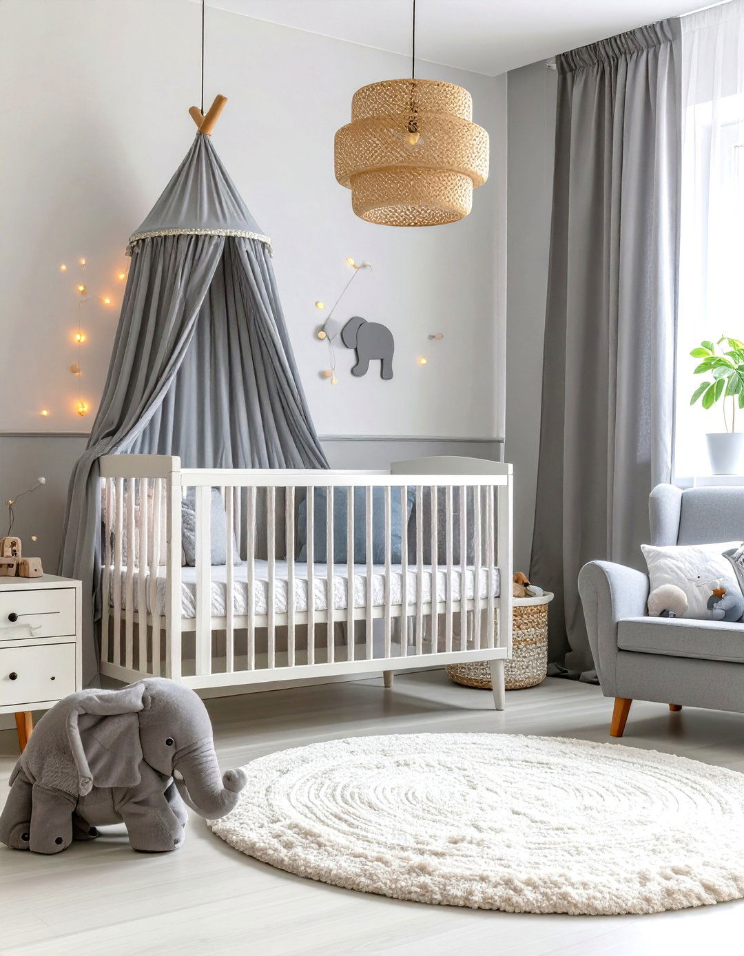 Soft Grey and White Elephant Nursery Palette - 25 elephant nursery ideas