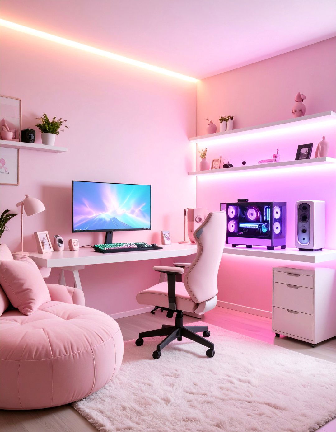Soft Pastel Color Palette Sets the Gamer Girl Room Mood